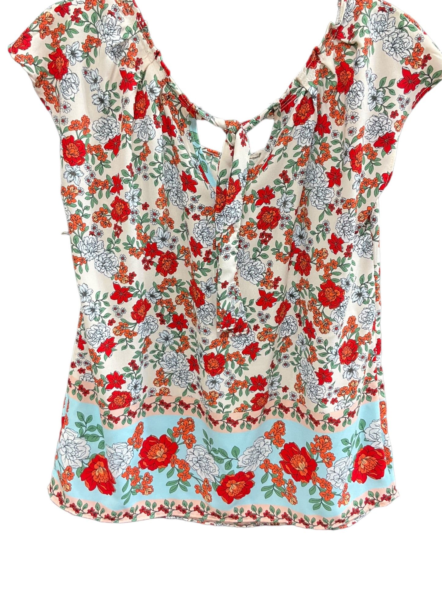 Floral Print Top Short Sleeve Lc Lauren Conrad, Size M