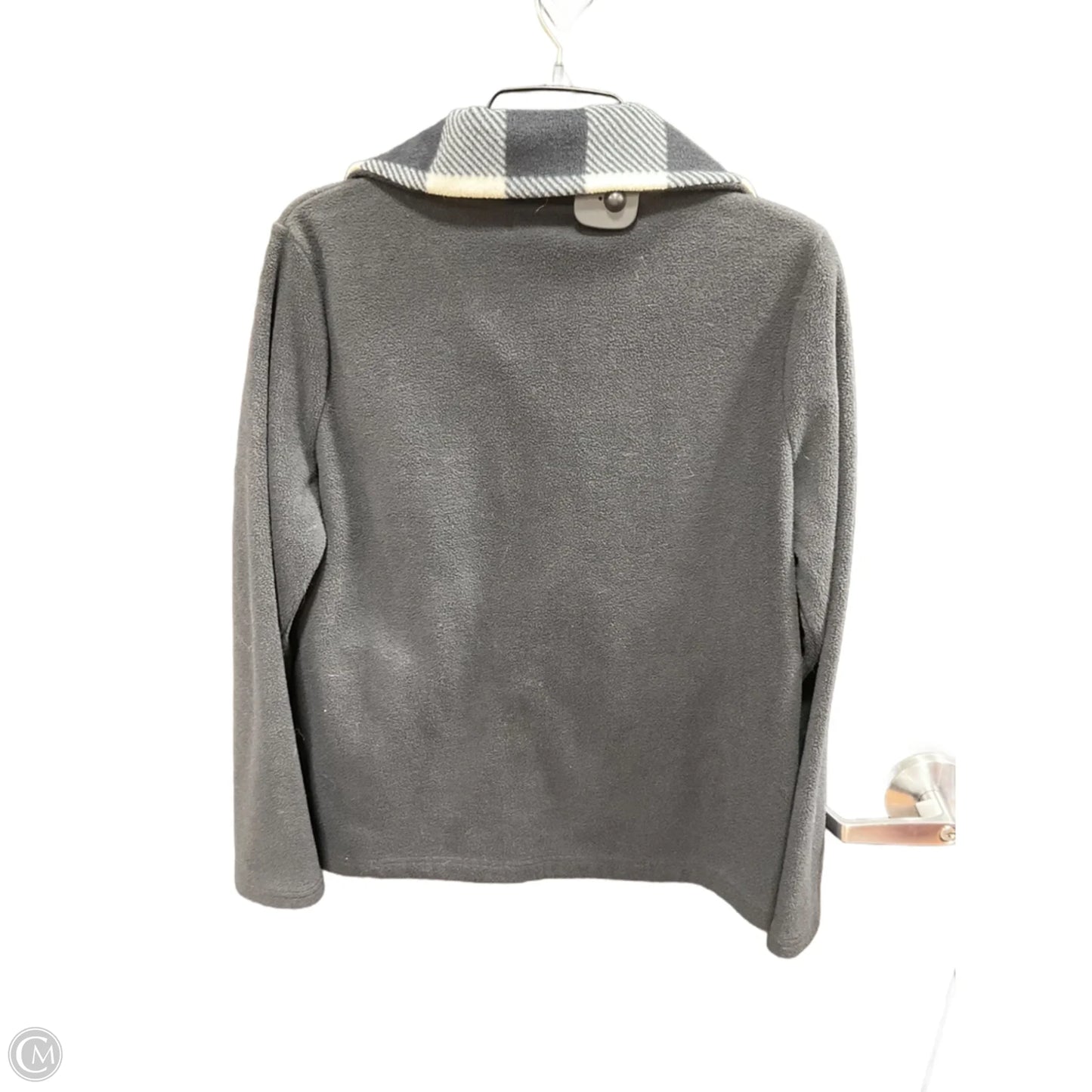 Jacket Fleece By Chaps In Black & White, Size: L