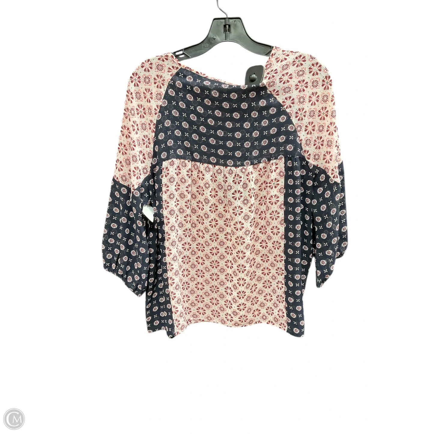 Top 3/4 Sleeve By Loft In Blue & Pink, Size: M