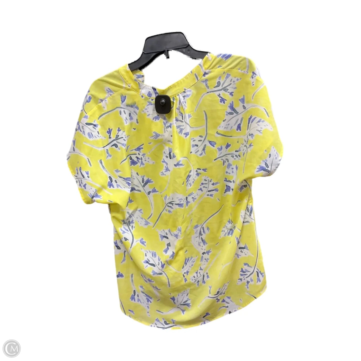 Top Short Sleeve Basic By Cabi In Blue & Yellow, Size: M