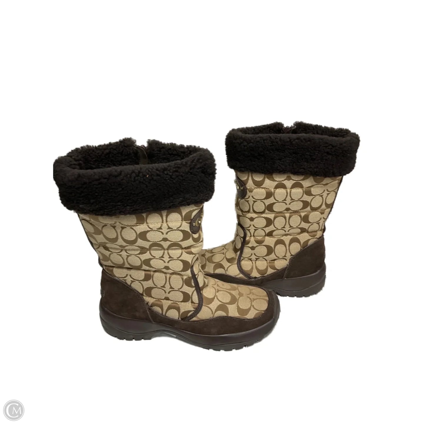 Boots Designer By Coach In Brown & Tan, Size: 10
