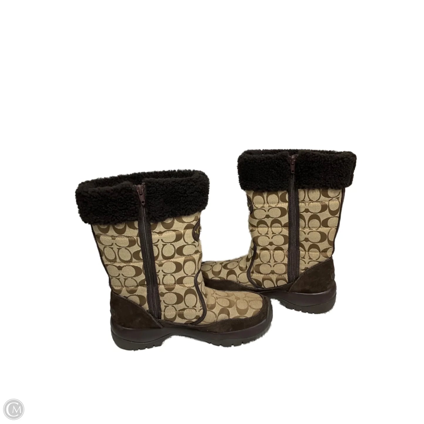 Boots Designer By Coach In Brown & Tan, Size: 10