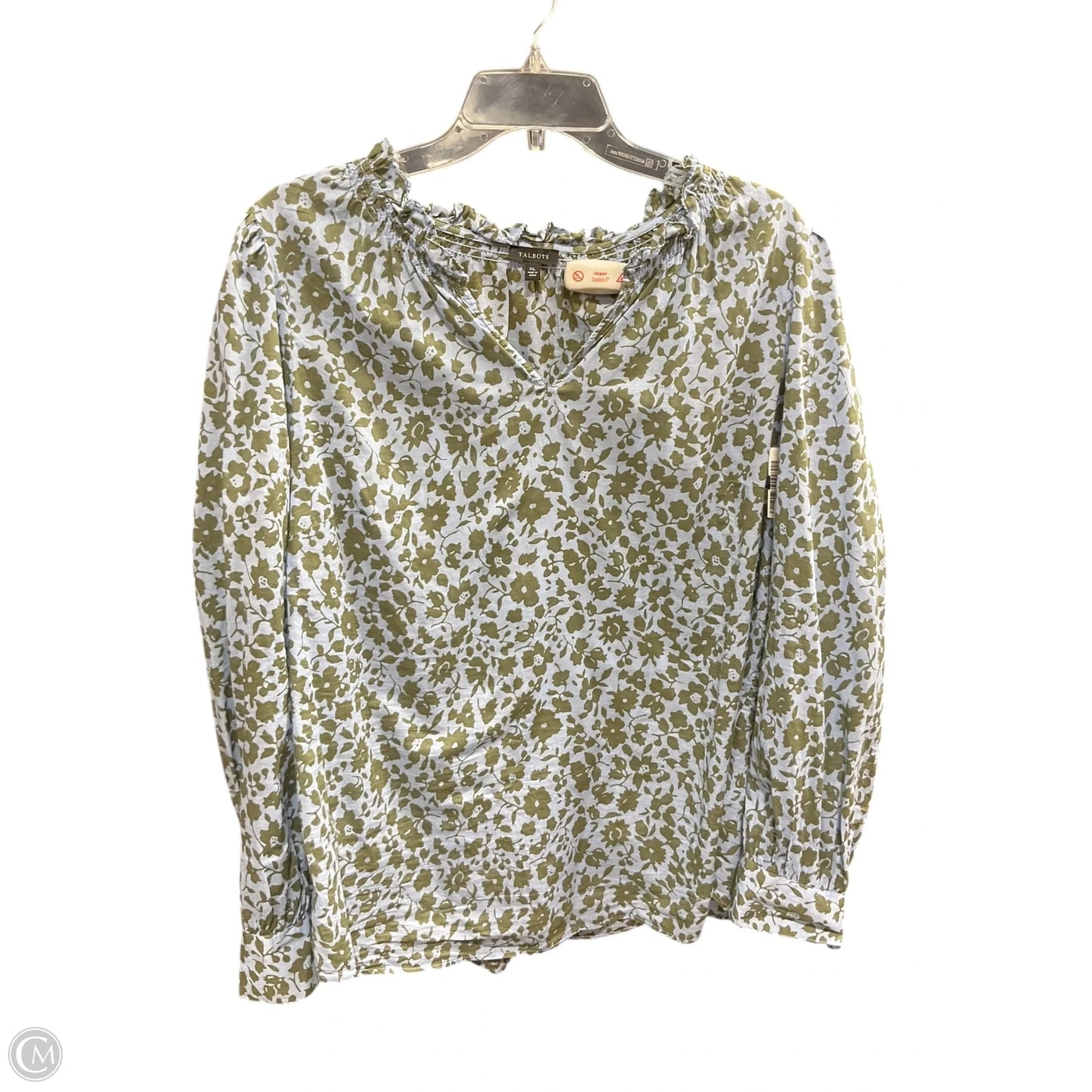 Top Long Sleeve By Talbots In Blue & Green, Size: Xl