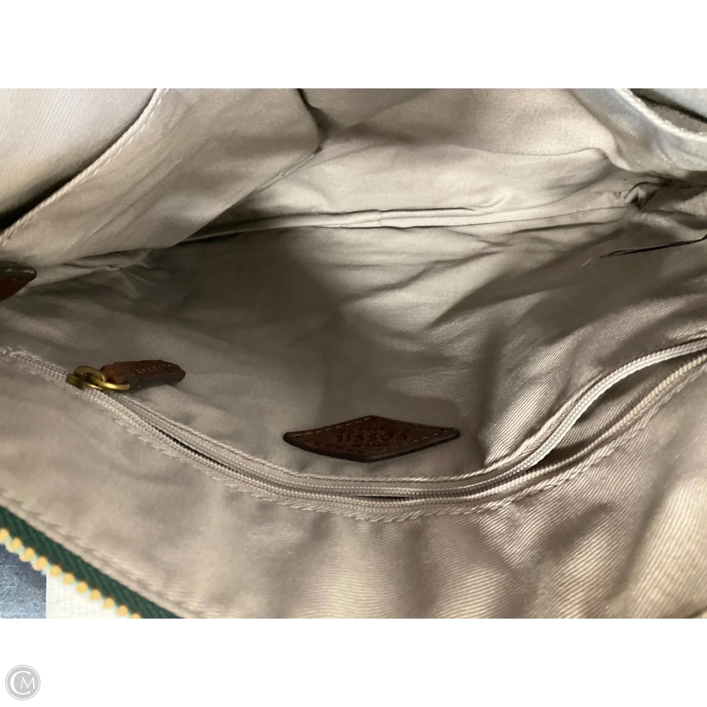 Handbag Leather By Fossil, Size: Medium