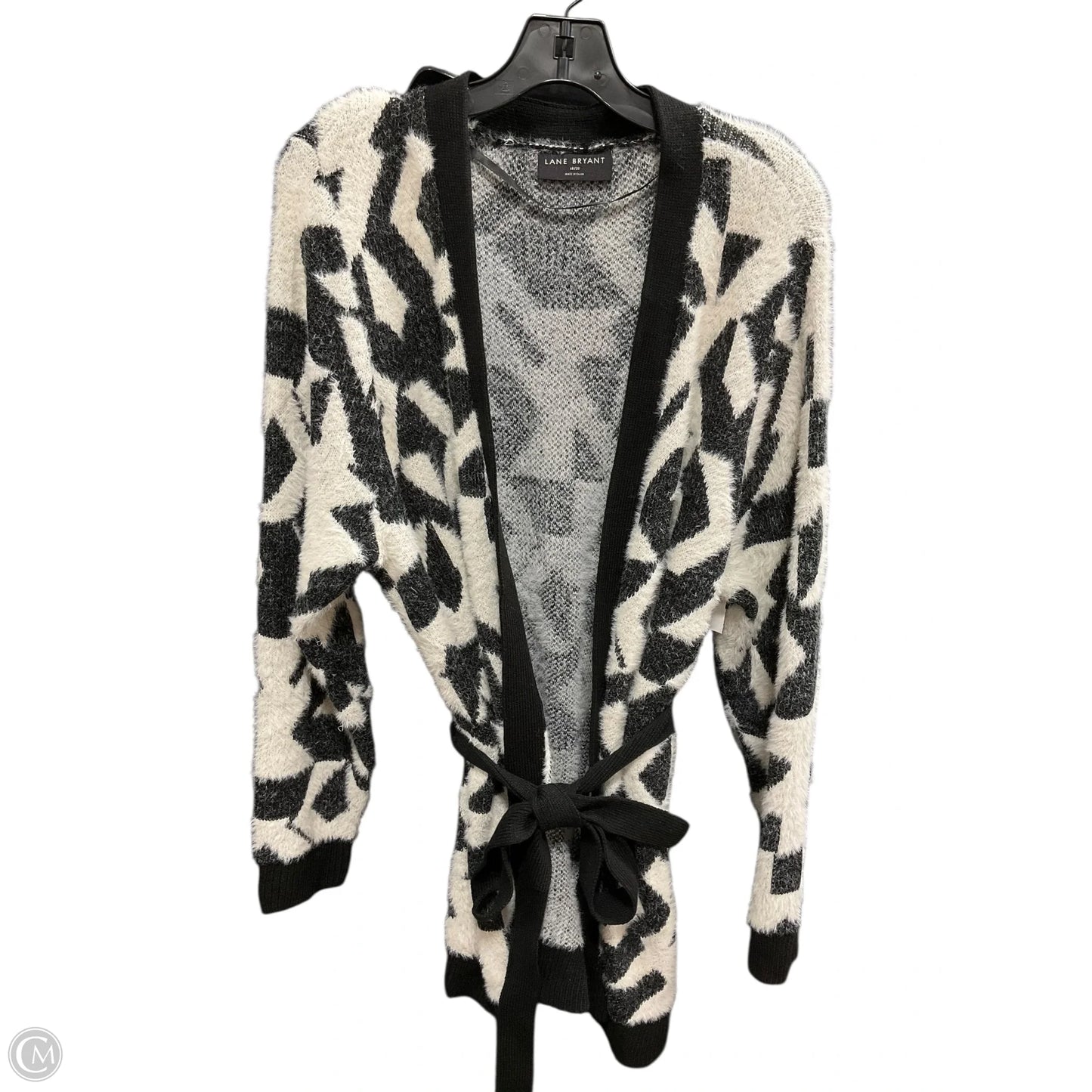 Sweater Cardigan By Lane Bryant In Black & White, Size: 18
