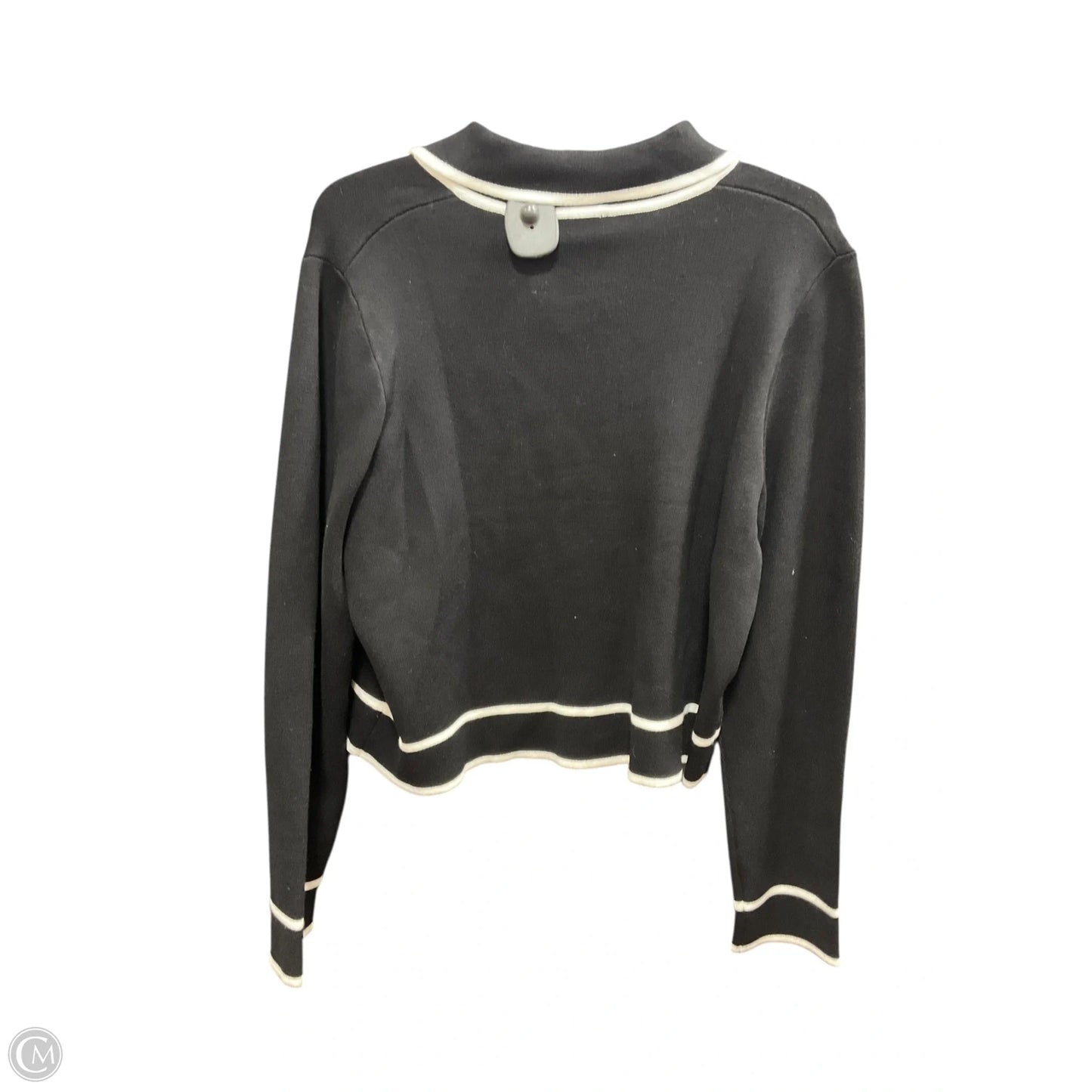 Sweater Cardigan By Tahari In Black & White, Size: Xl