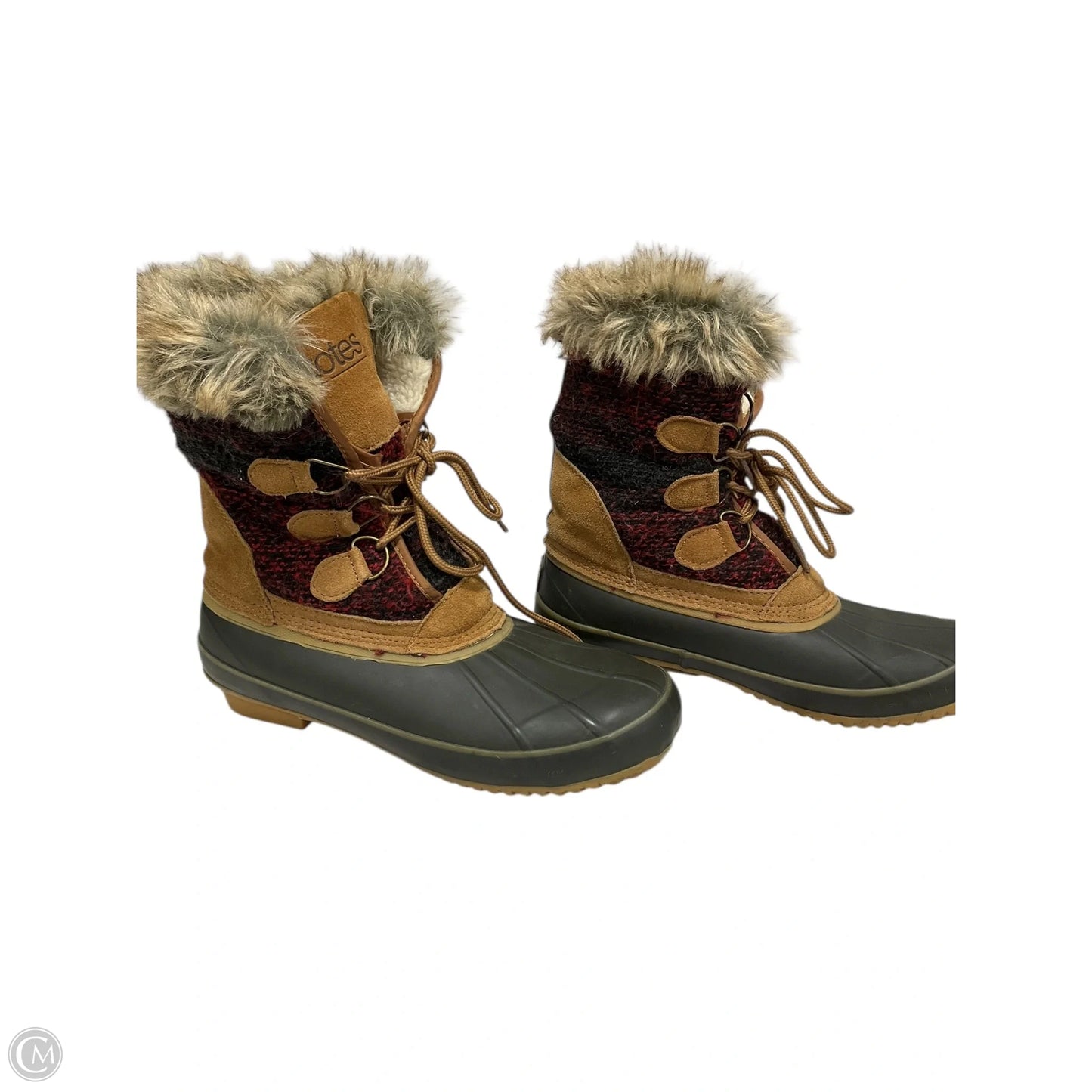 Boots Hiking By Totes In Brown & Red, Size: 10
