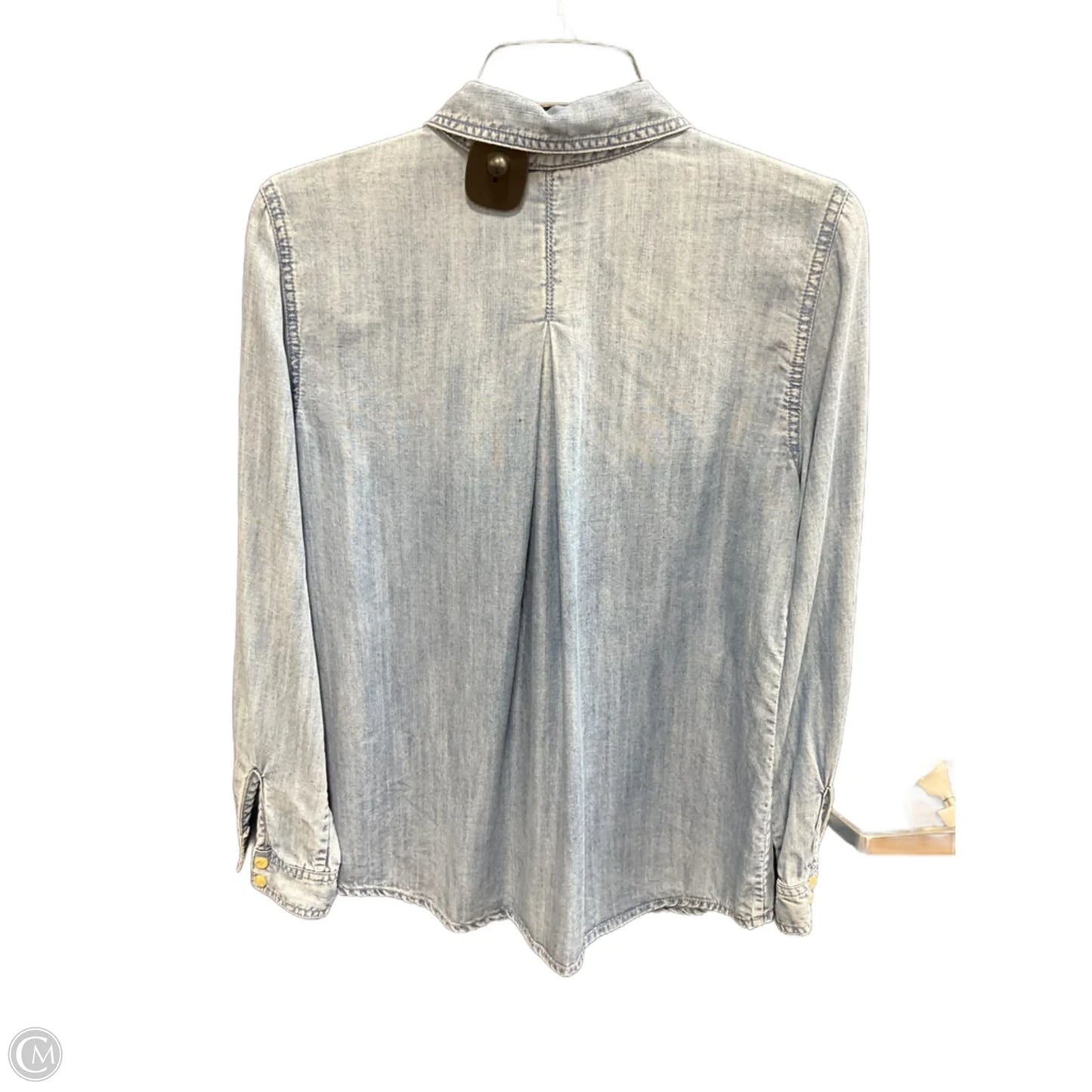 Blouse Long Sleeve By Chicos In Blue Denim, Size: M
