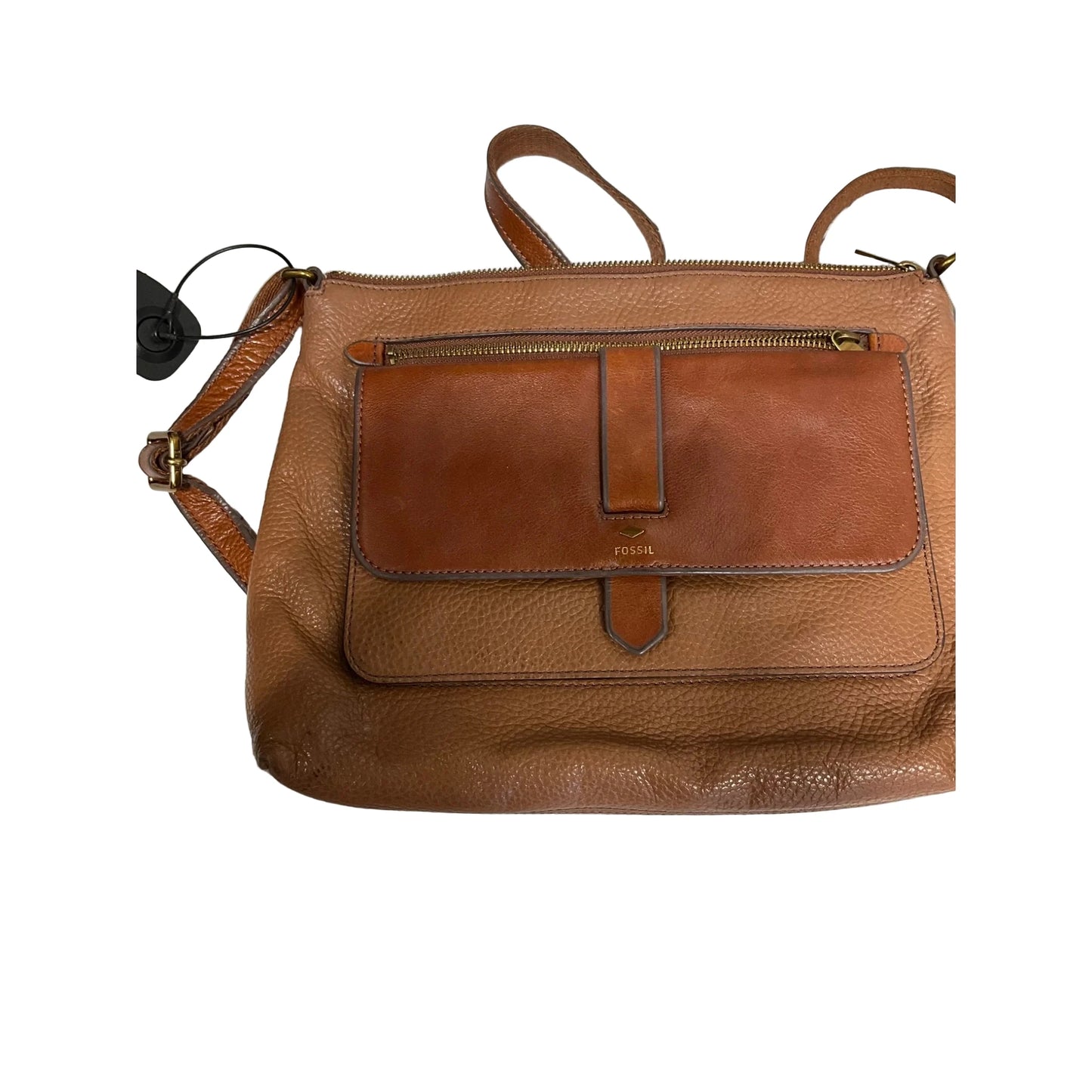 Handbag Leather By Fossil, Size: Medium