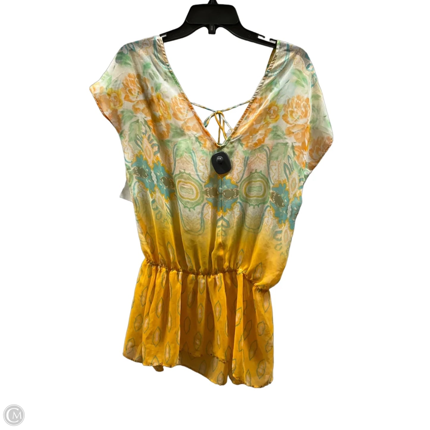 Top Sleeveless By Free People In Green & Yellow, Size: Sp