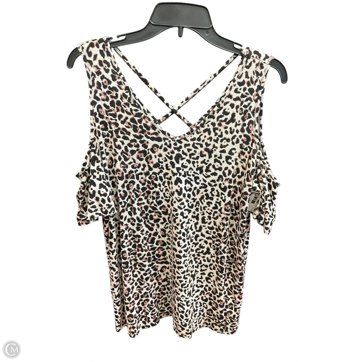 Top Short Sleeve Basic By Maurices In Animal Print, Size: M