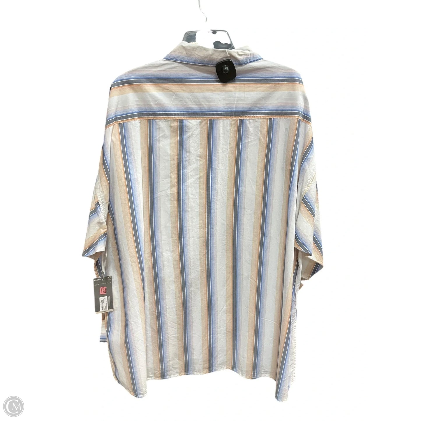 Blouse Long Sleeve By Worthington In Blue & Tan, Size: Xl