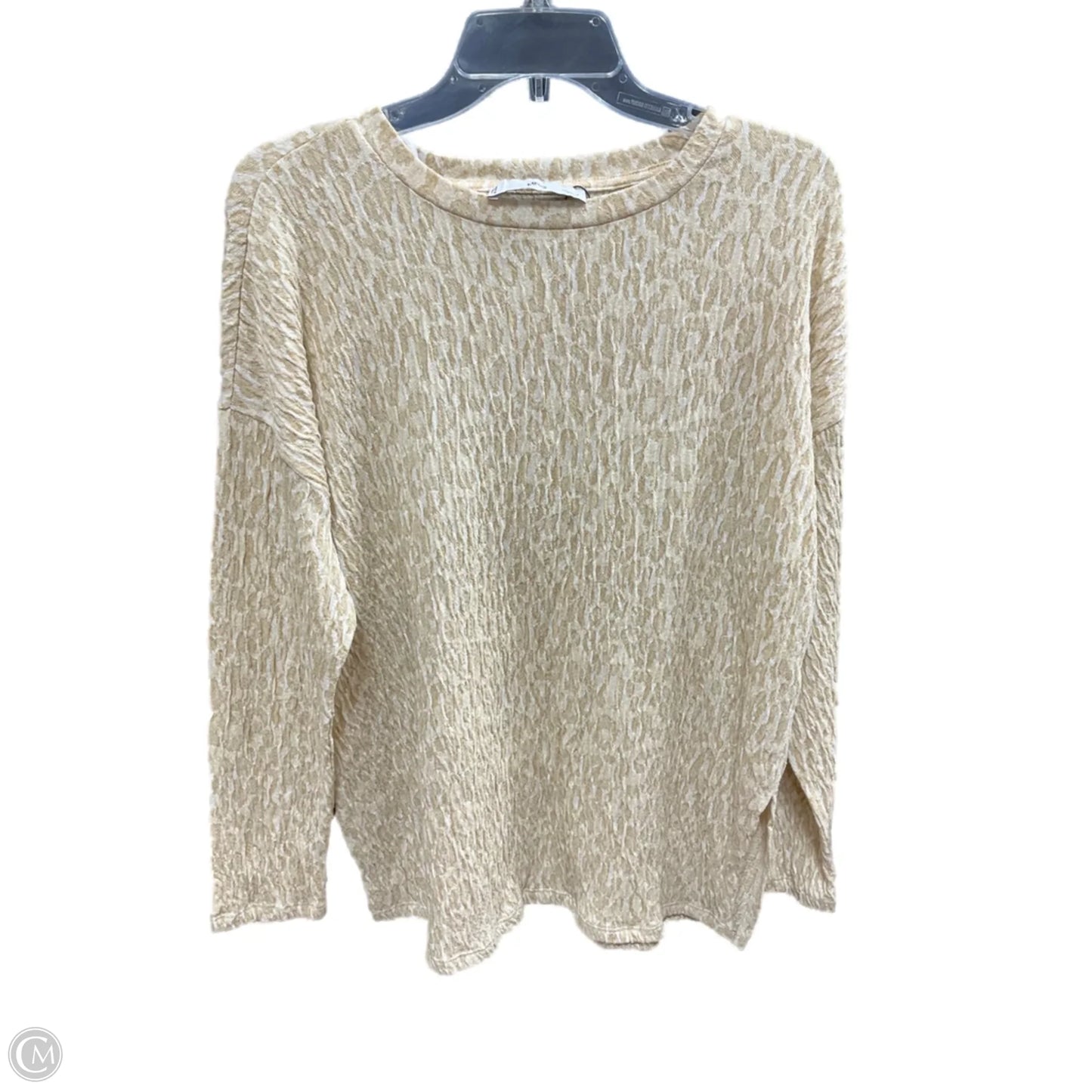 Top Long Sleeve By Mng In Beige, Size: M
