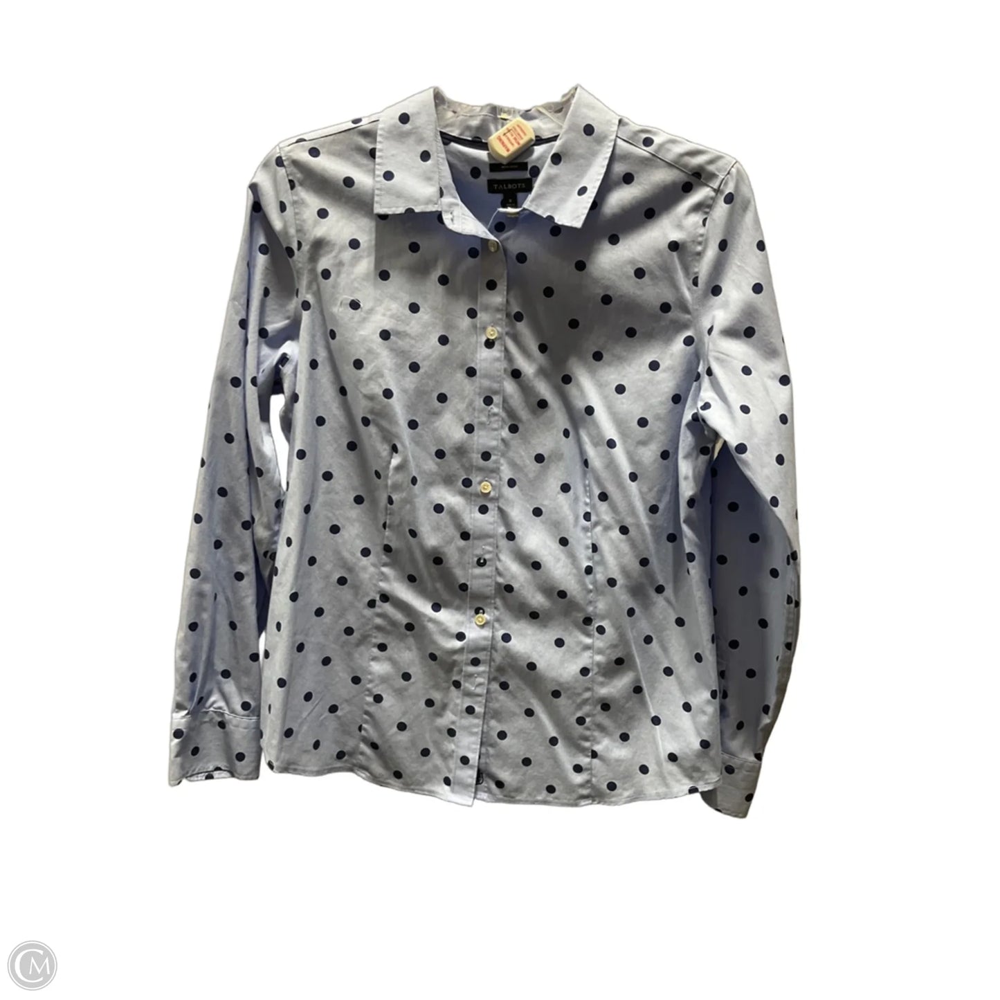 Blouse Long Sleeve By Talbots In Polkadot Pattern, Size: 8