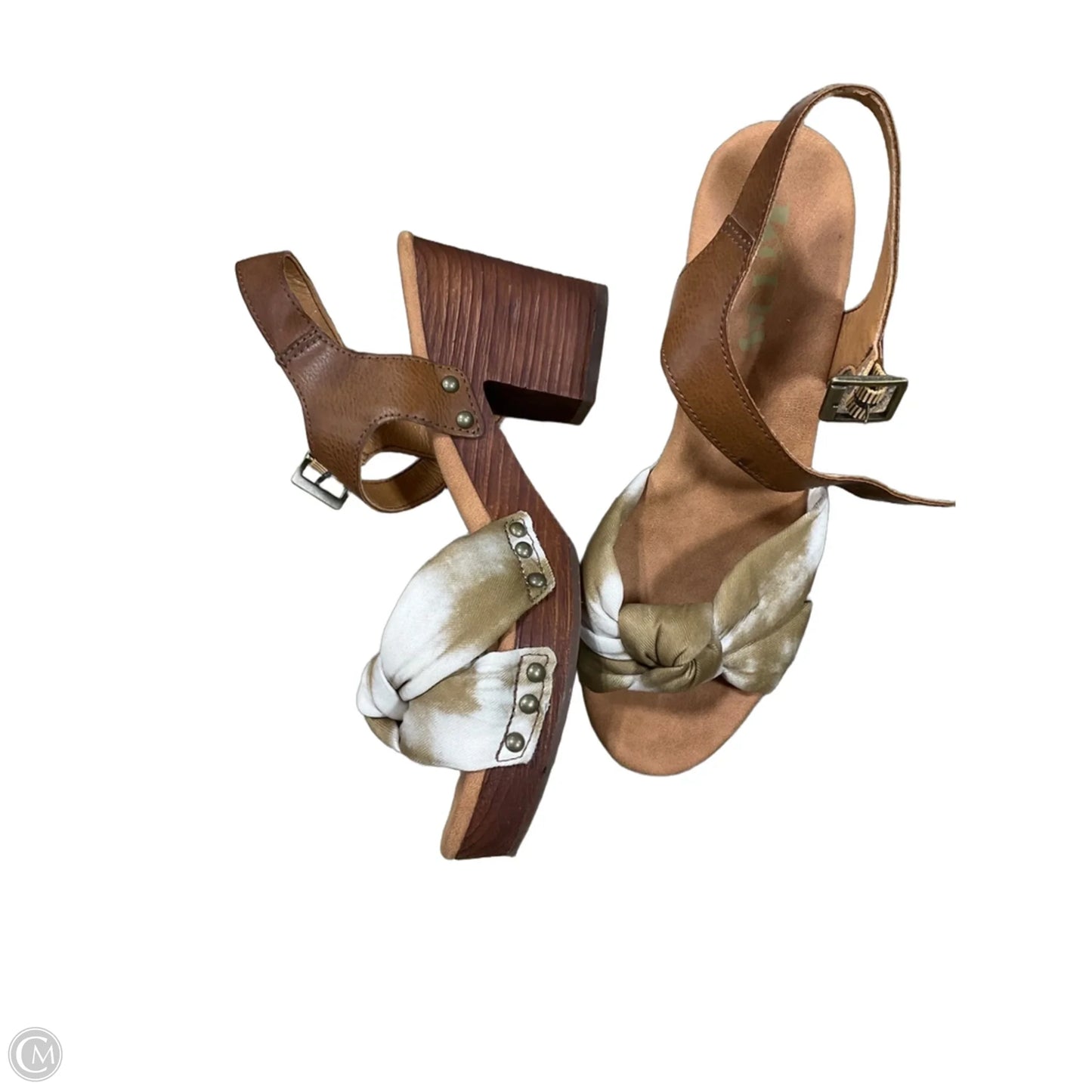 Sandals Heels Block By Korks In Tan, Size: 8