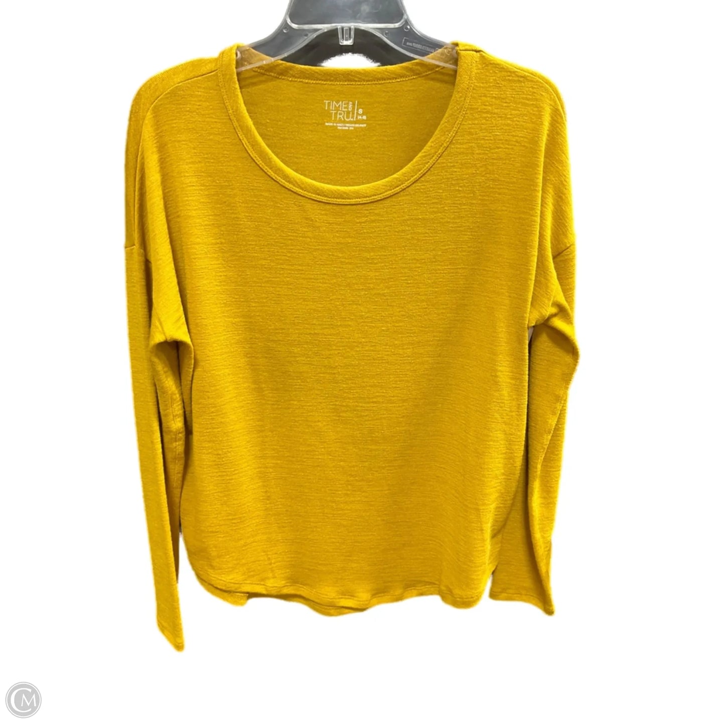Top Long Sleeve Basic By Time And Tru In Yellow, Size: S