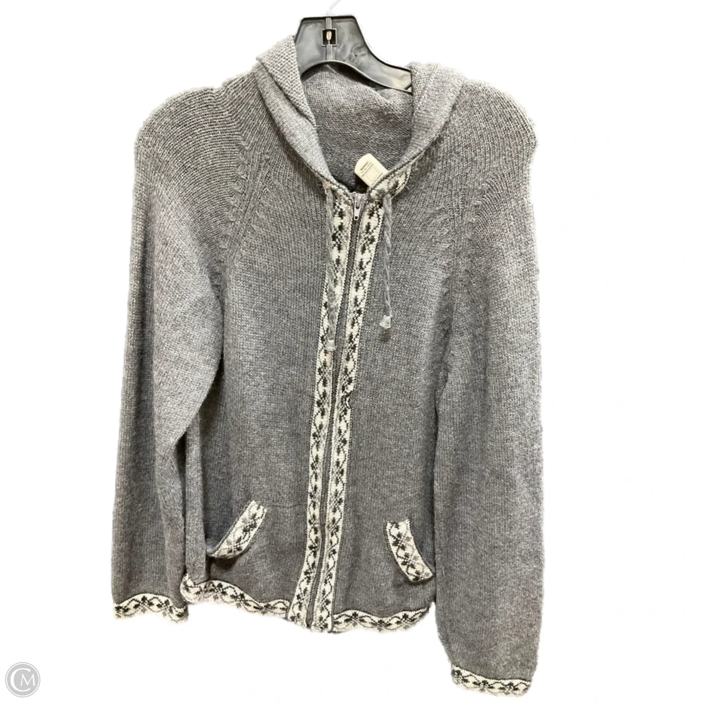 Sweater Cardigan By Clothes Mentor In Grey & White, Size: S