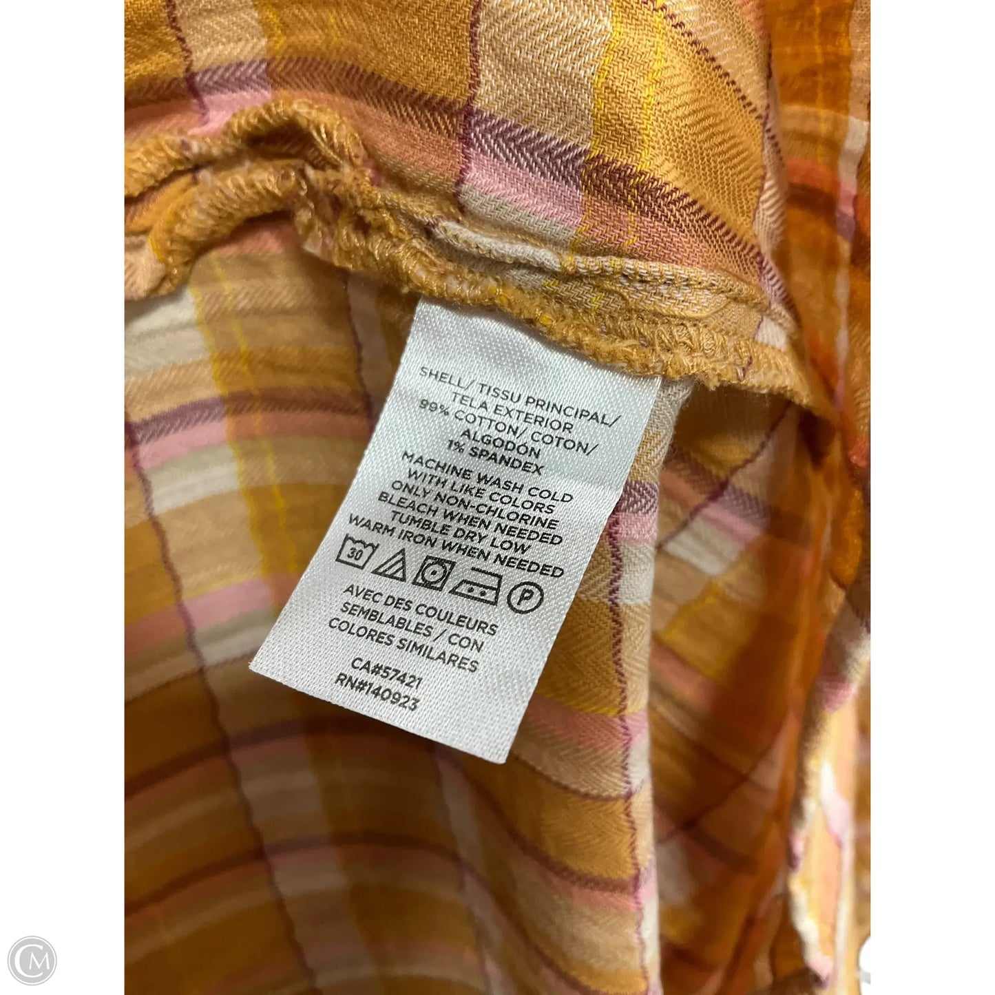 Top Short Sleeve By Loft In Red & Tan, Size: M