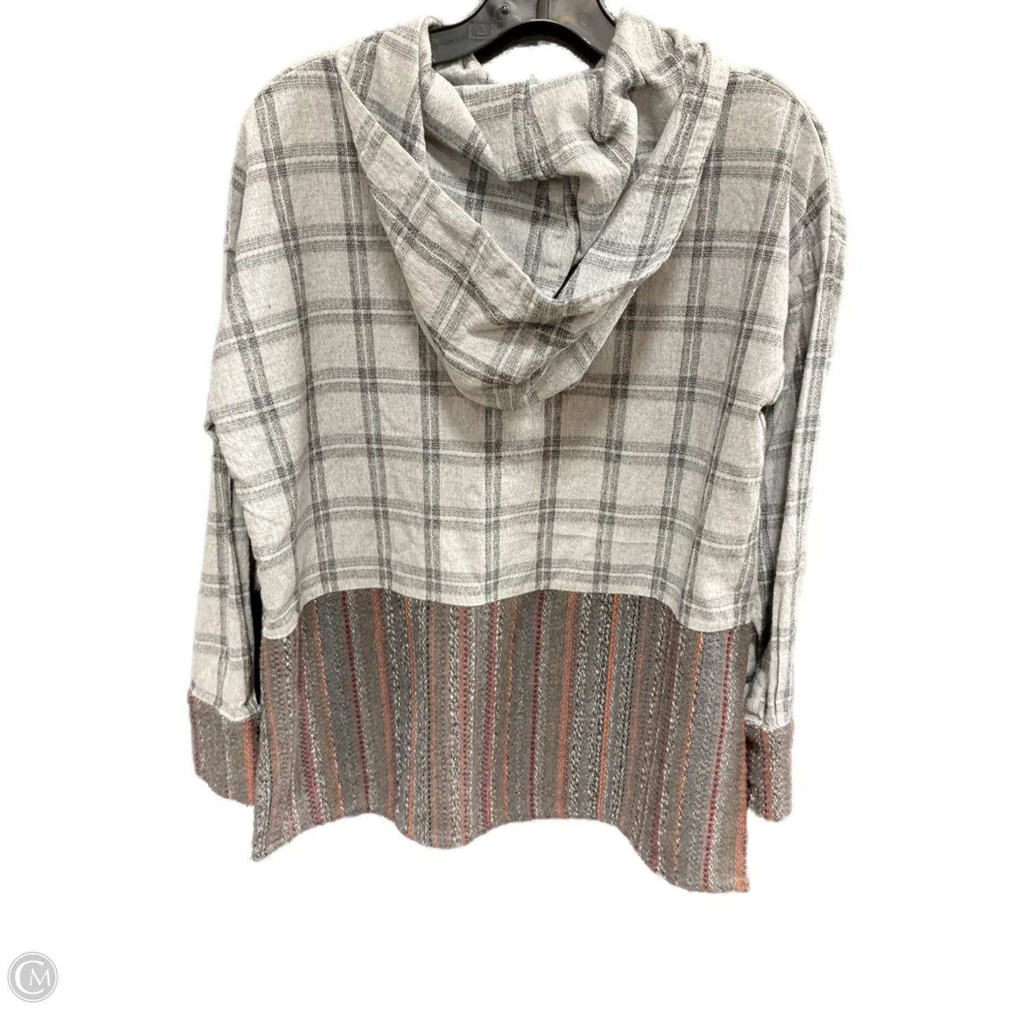 Top Long Sleeve By Oddi In Grey & White, Size: S
