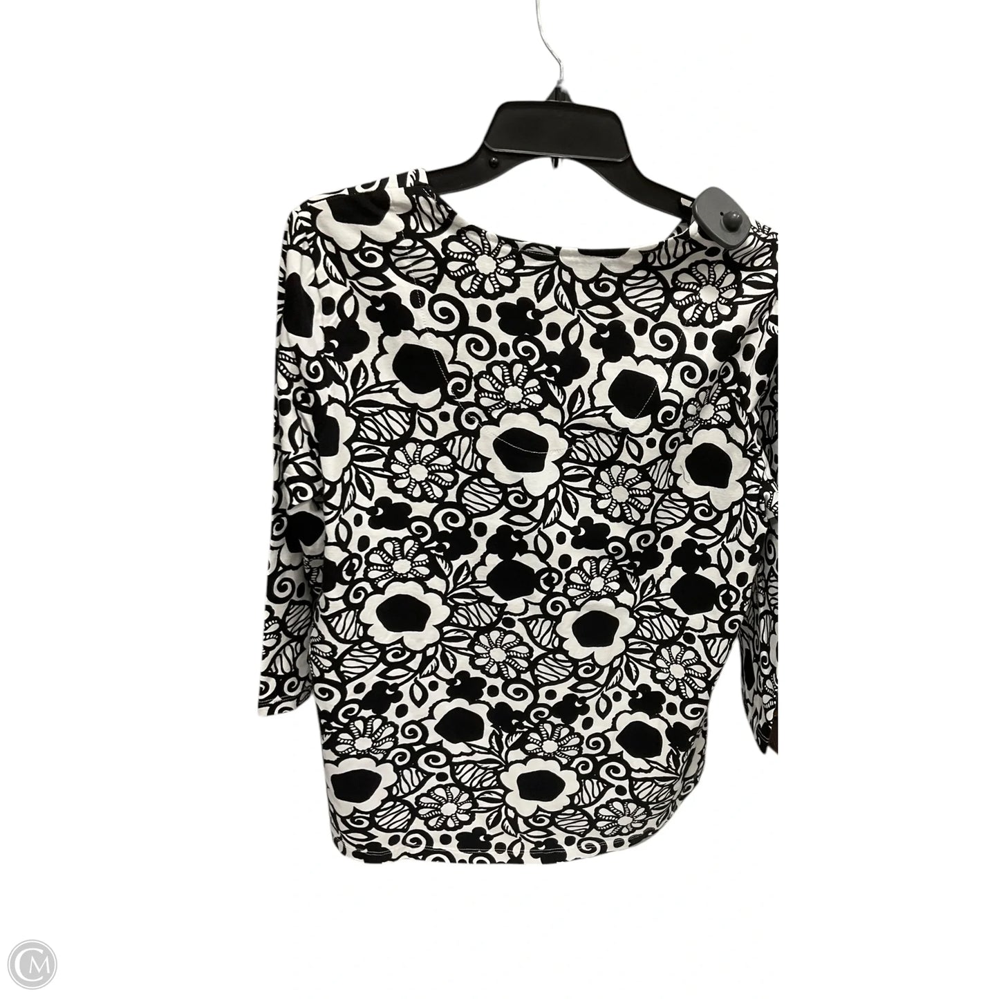 Top 3/4 Sleeve By Allison Daley In Black & White, Size: M