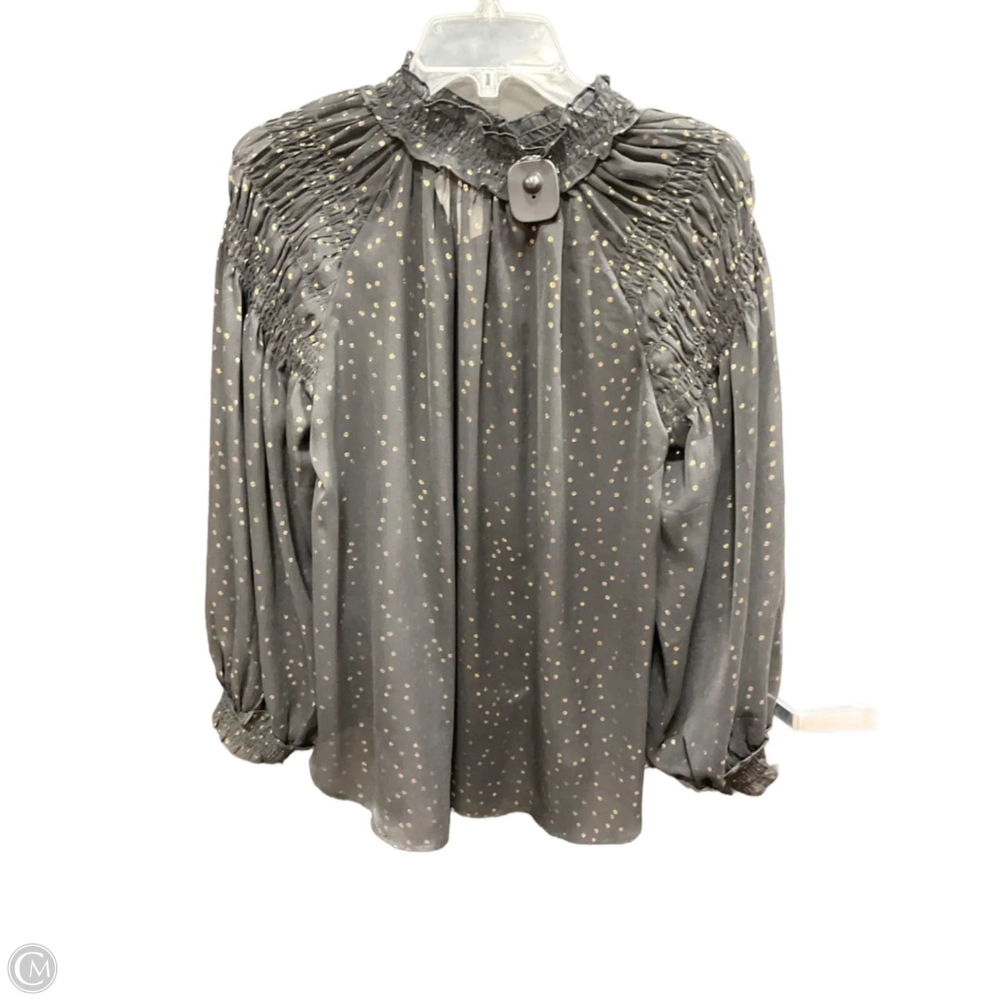 Top Long Sleeve By Loft In Black & Gold, Size: S