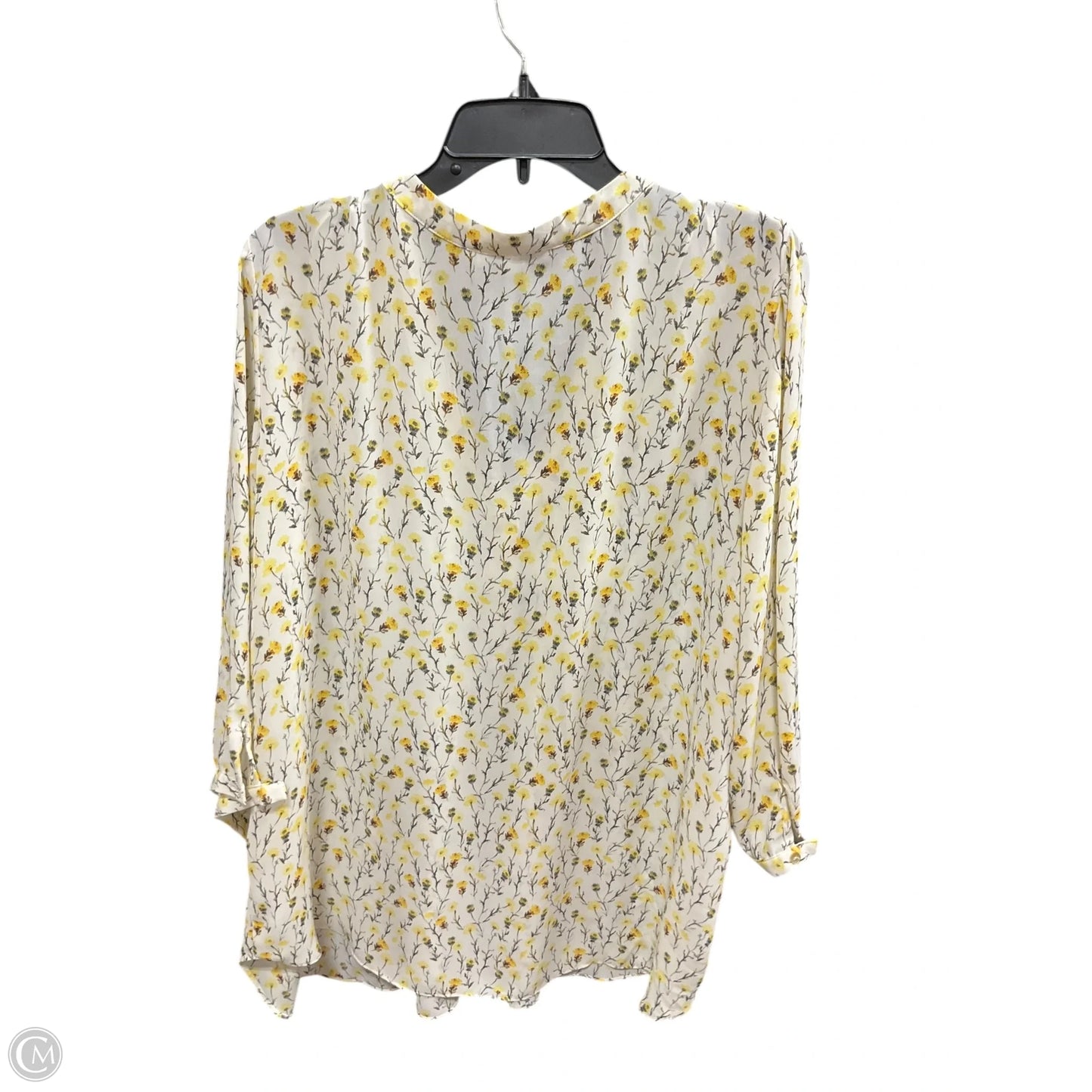 Top 3/4 Sleeve By Rose And Olive In White & Yellow, Size: 2x