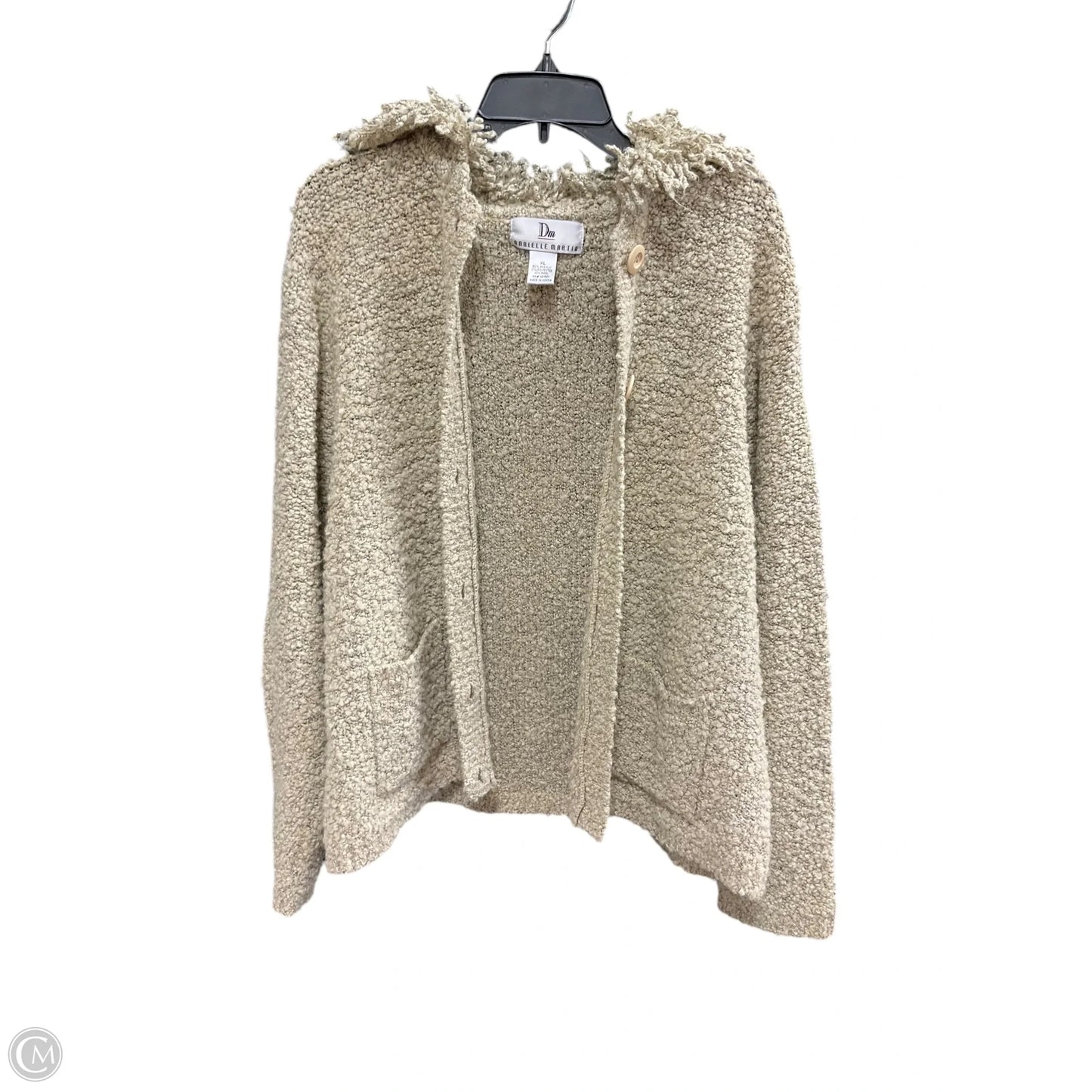Sweater Cardigan By Danielle Martin In Beige, Size: Xl