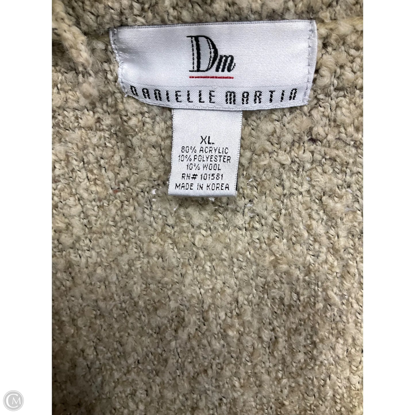 Sweater Cardigan By Danielle Martin In Beige, Size: Xl