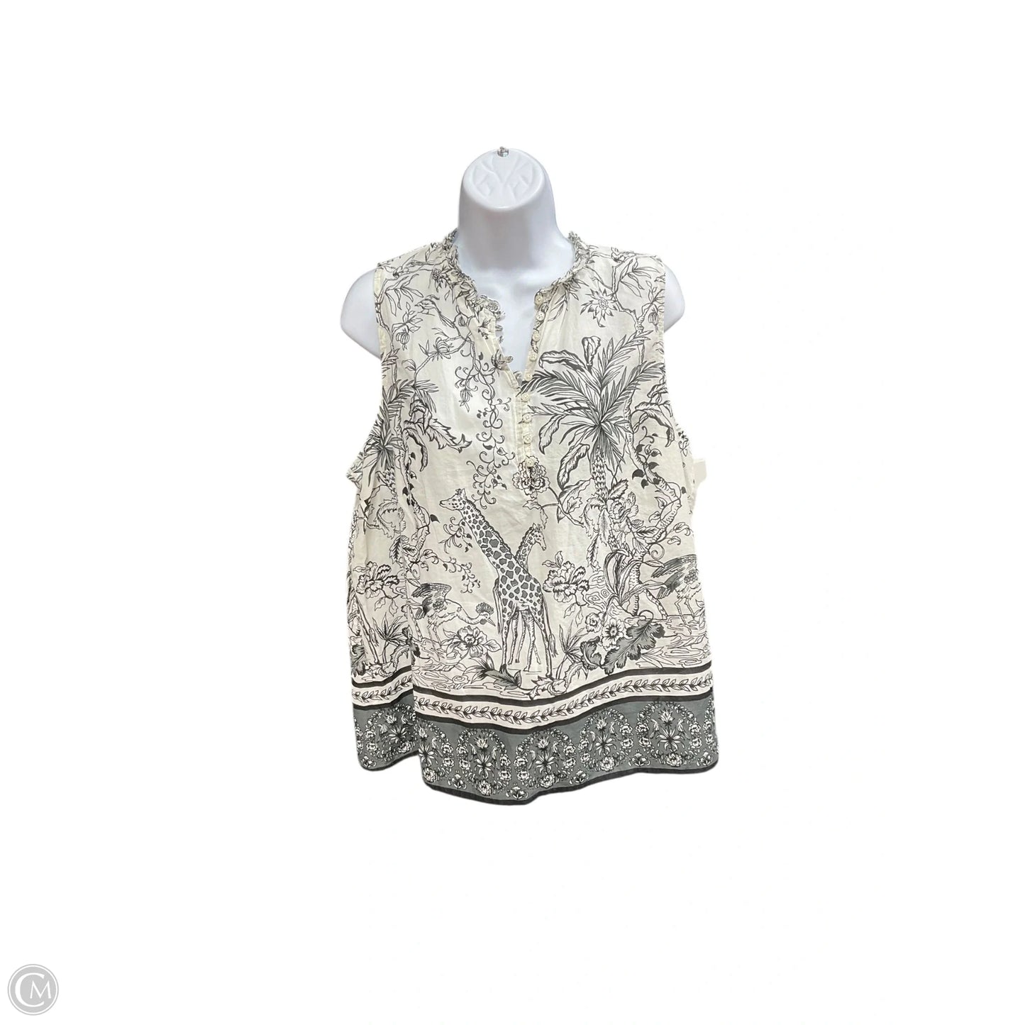 Top Sleeveless By Talbots In Black & Cream, Size: Xl