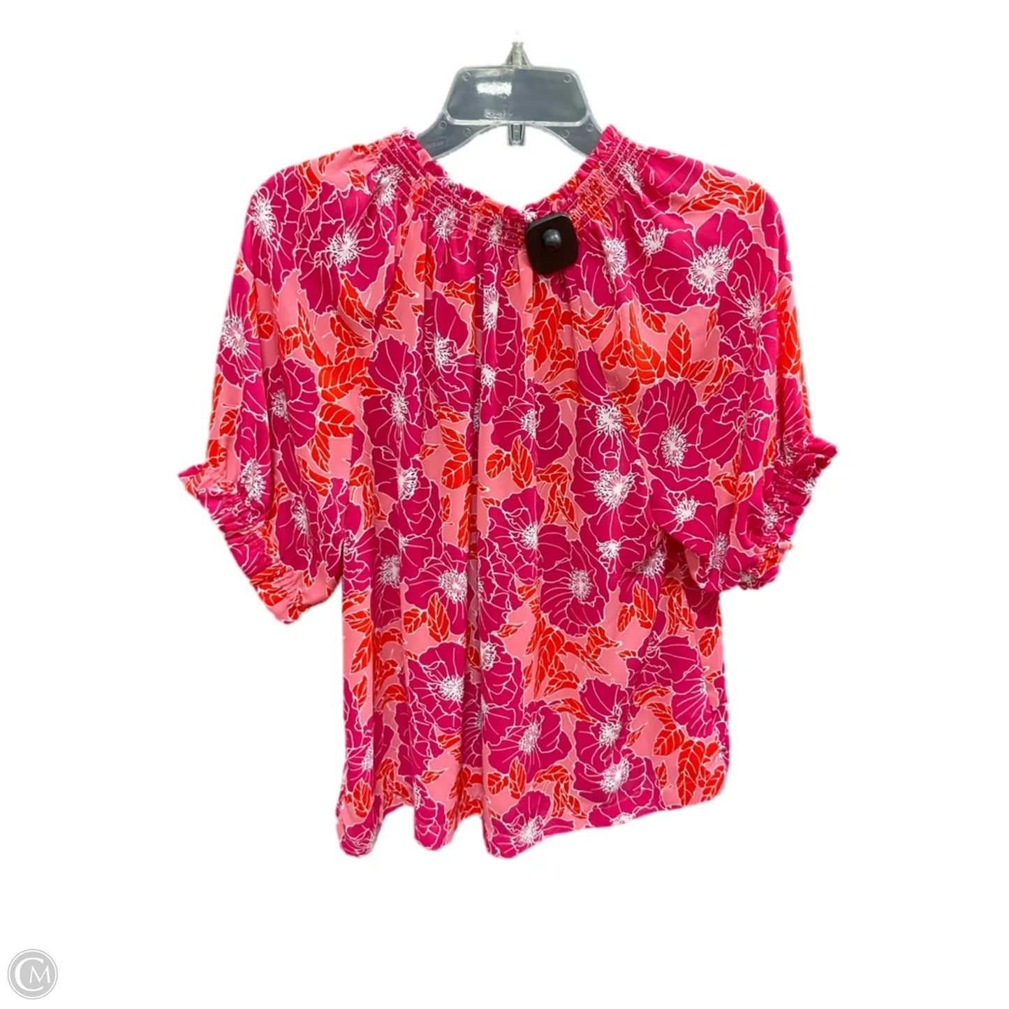 Top Short Sleeve By Loft In Pink & Red, Size: L