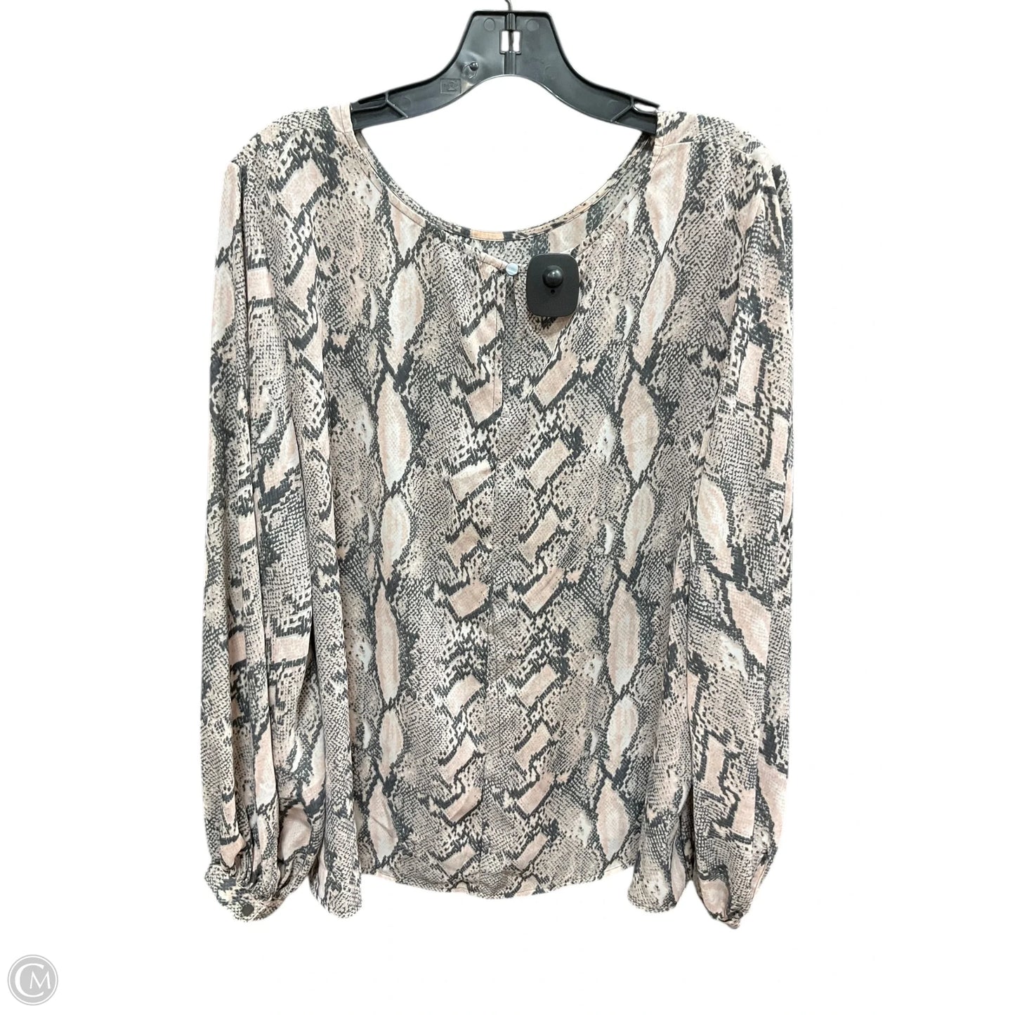 Top 3/4 Sleeve By Worthington In Grey & Pink, Size: Xxl