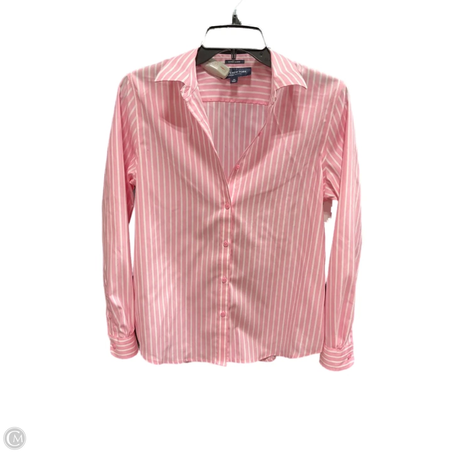 Blouse Long Sleeve By Jones New York In Pink & White, Size: M