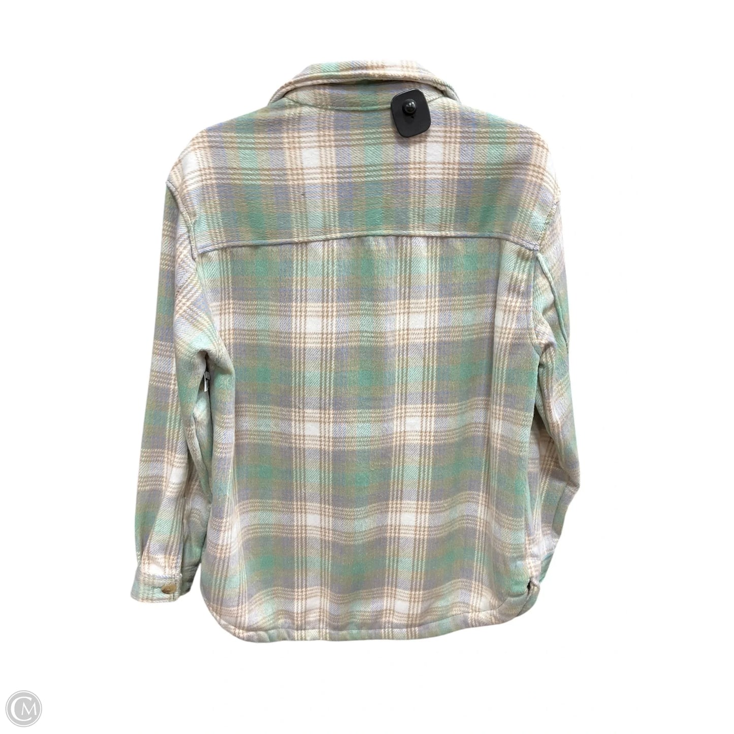 Jacket Shirt By Members Mark In Green & Tan, Size: M