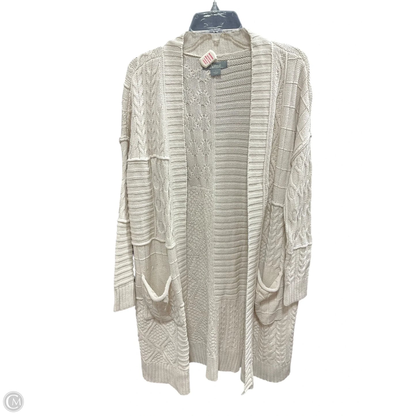 Sweater Cardigan By Natural Reflections In Cream, Size: S