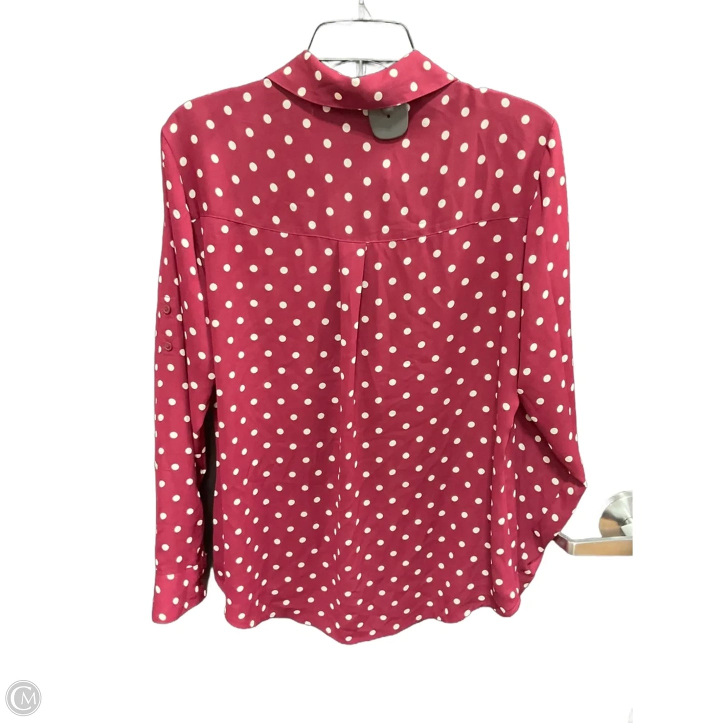 Blouse Long Sleeve By Express In Polkadot Pattern, Size: L