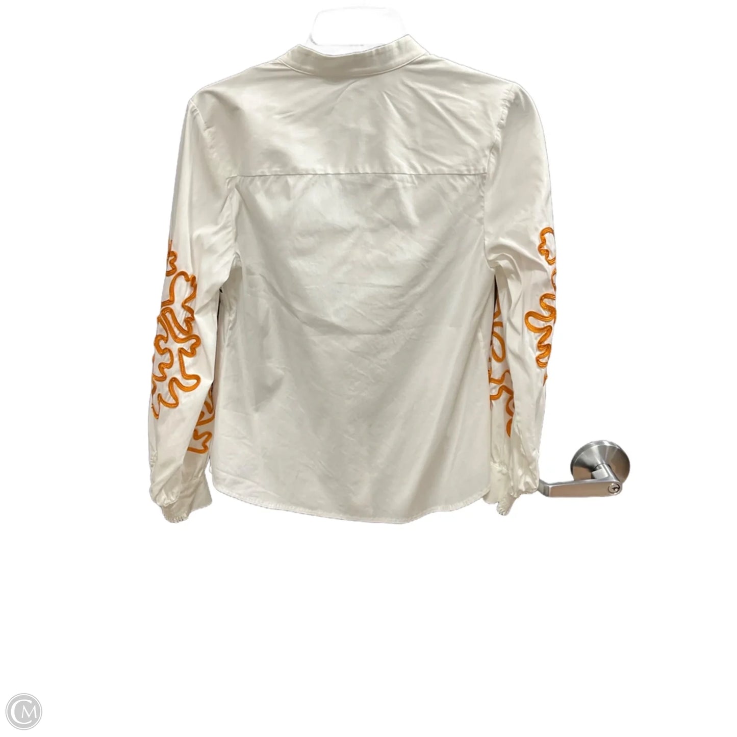 Top Long Sleeve By Chicos In Tan & White, Size: S