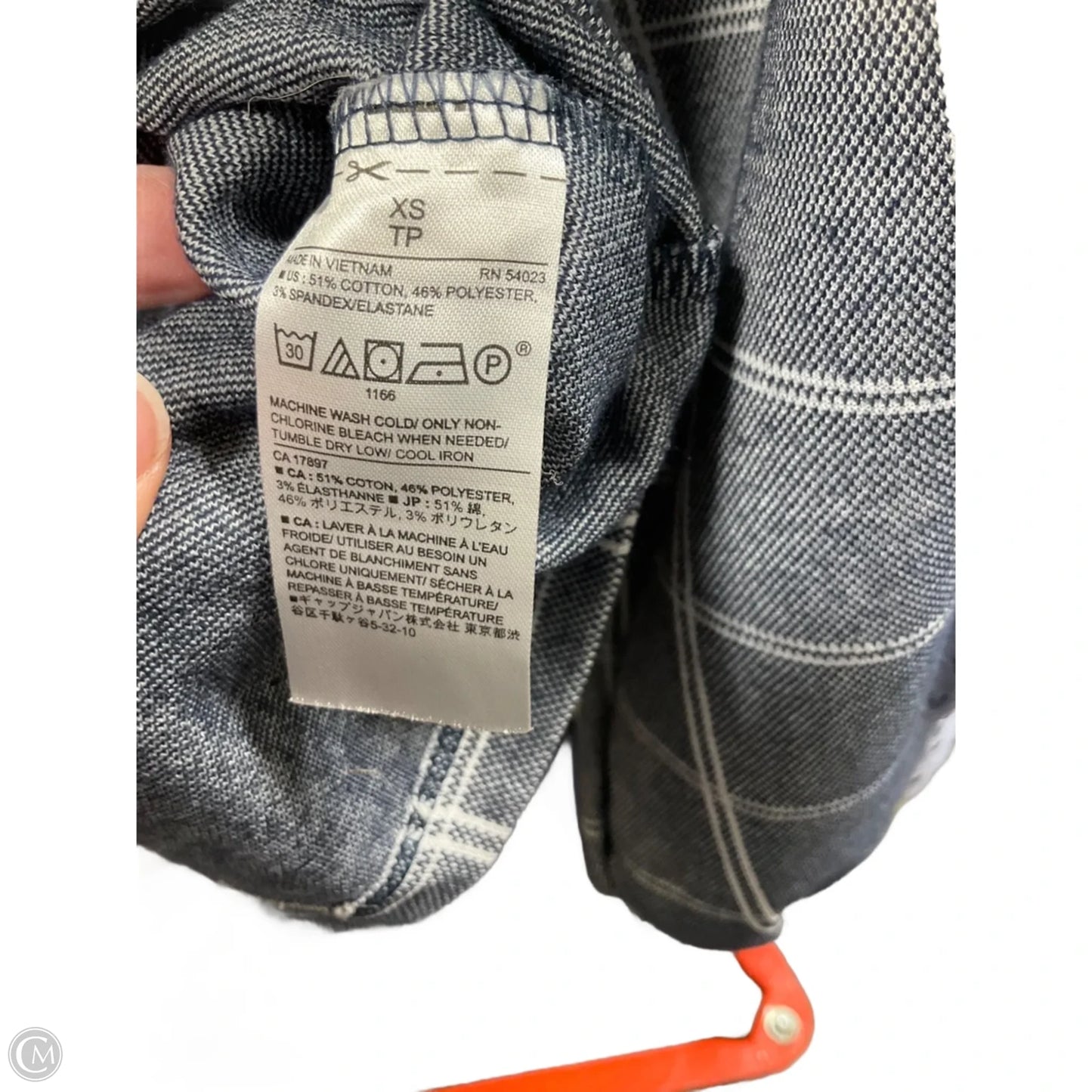 Top Long Sleeve By Banana Republic In Blue & White, Size: Xs