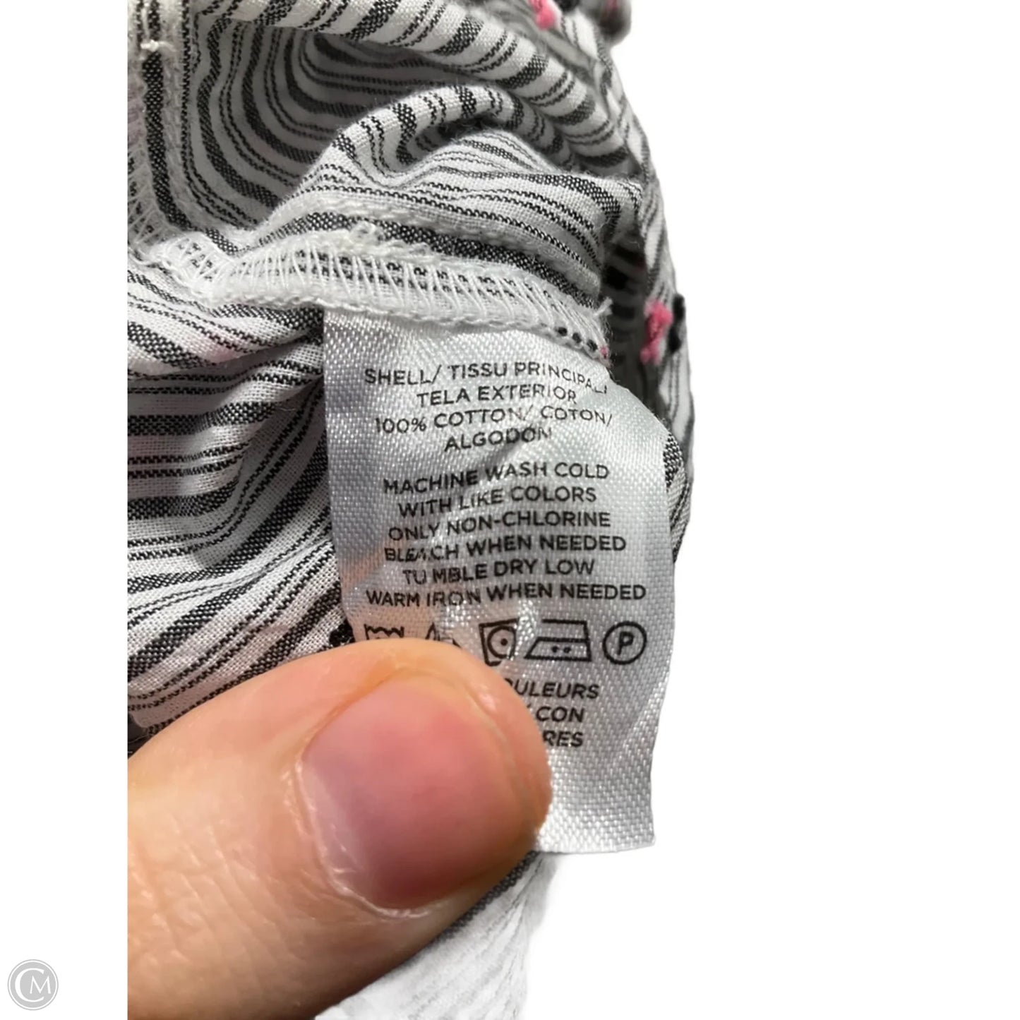 Top Short Sleeve By Loft In Grey & Pink, Size: M