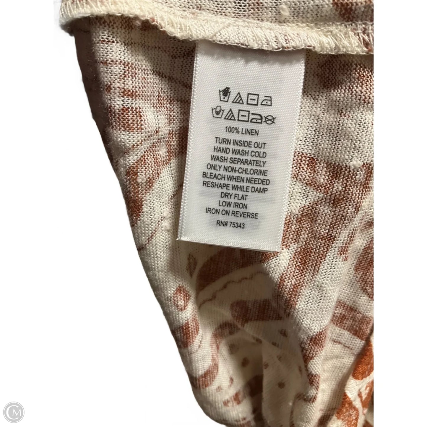 Top 3/4 Sleeve By C And C In Brown & Cream, Size: 3x