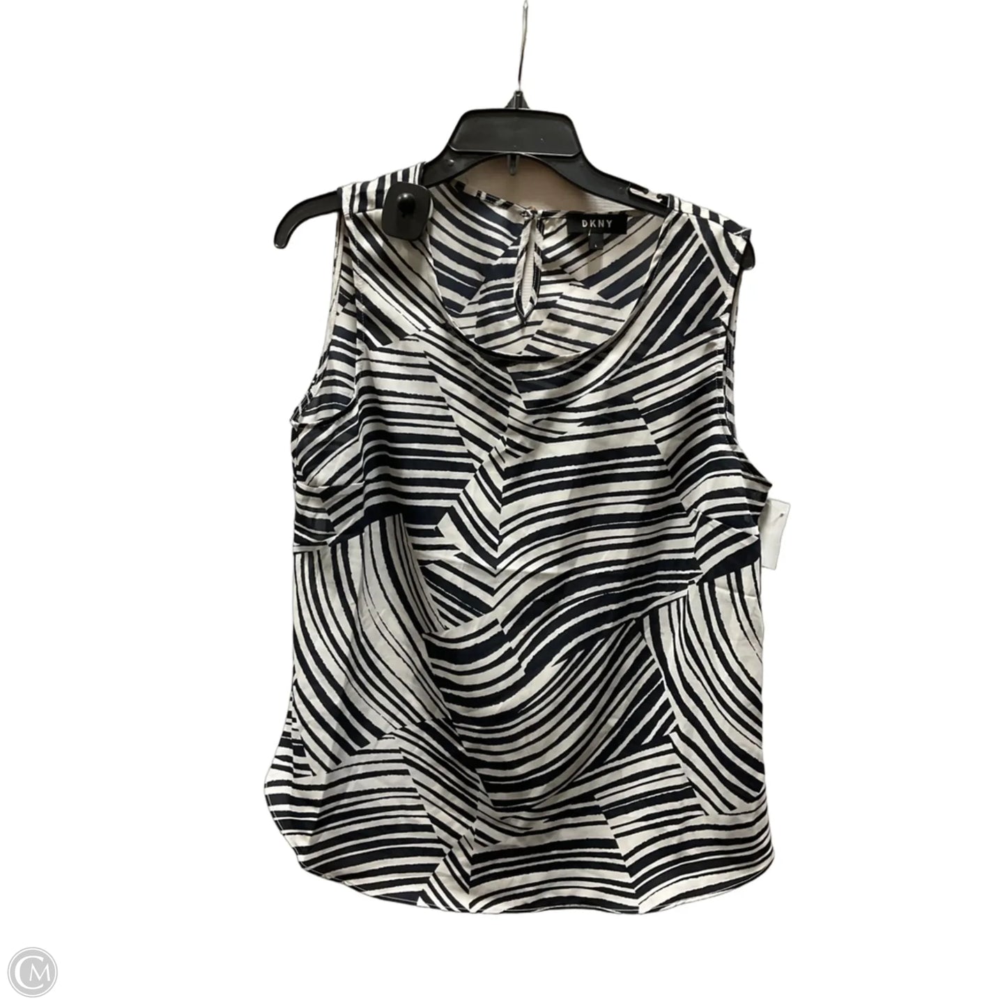 Top Sleeveless By Dkny In Blue & White, Size: L
