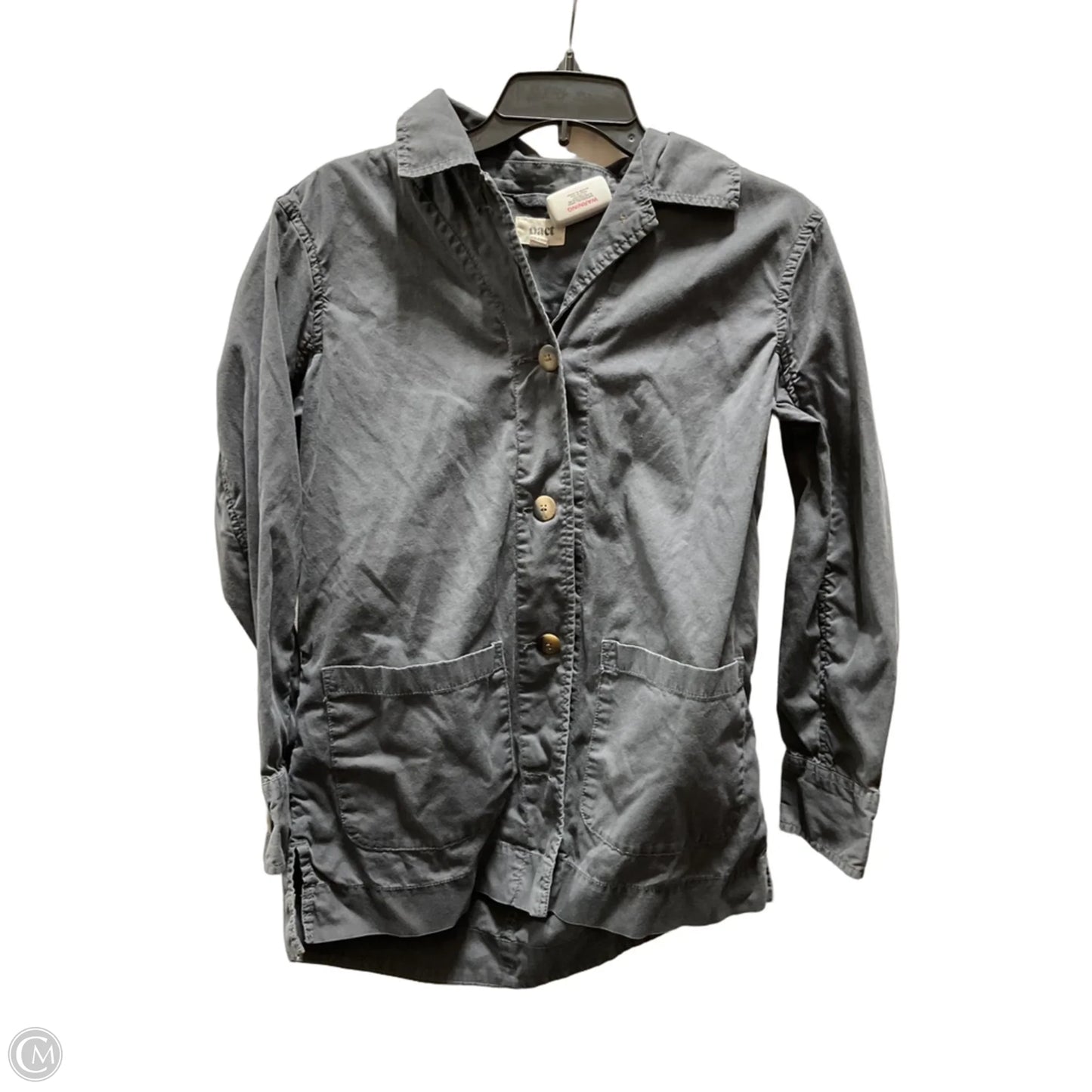 Jacket Shirt By Pact In Grey, Size: Xs