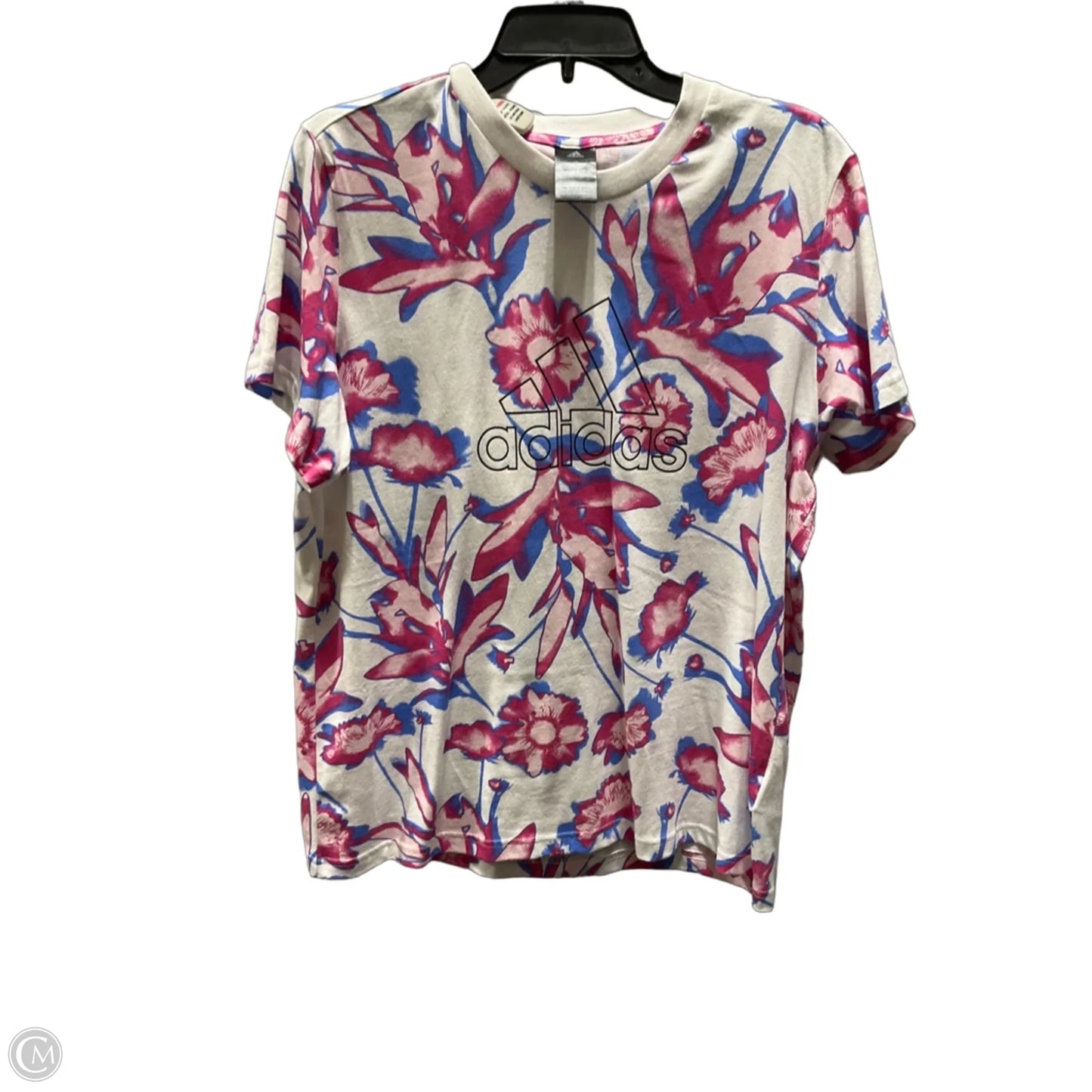 Athletic Top Short Sleeve By Adidas In Purple & White, Size: Xl