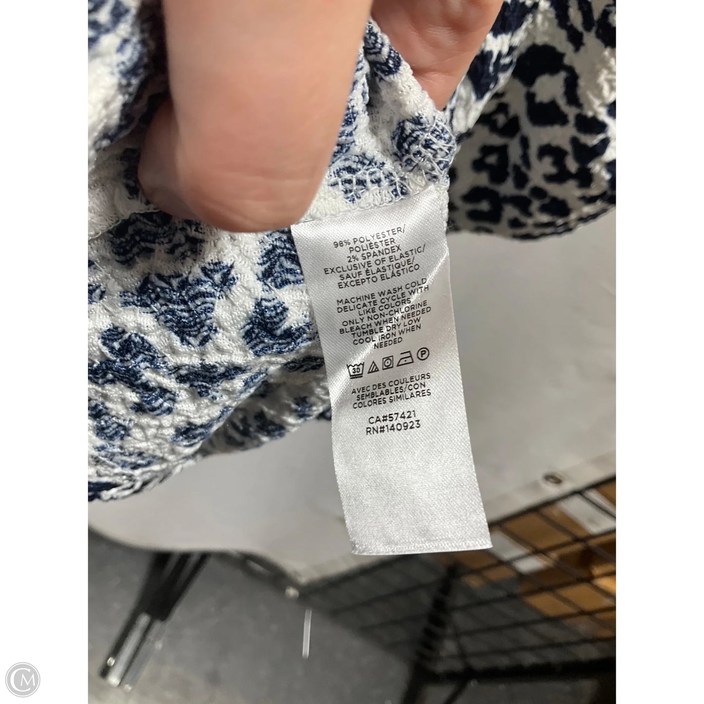 Top Short Sleeve By Loft In Blue & White, Size: M