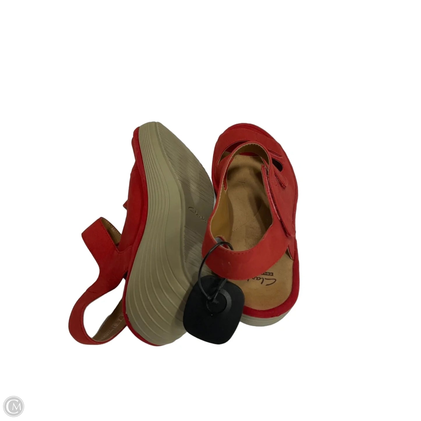 Sandals Heels Wedge By Clarks In Red, Size: 9