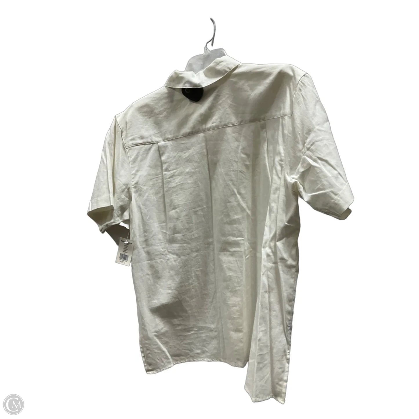 Blouse Short Sleeve By Karen Scott In Cream, Size: L