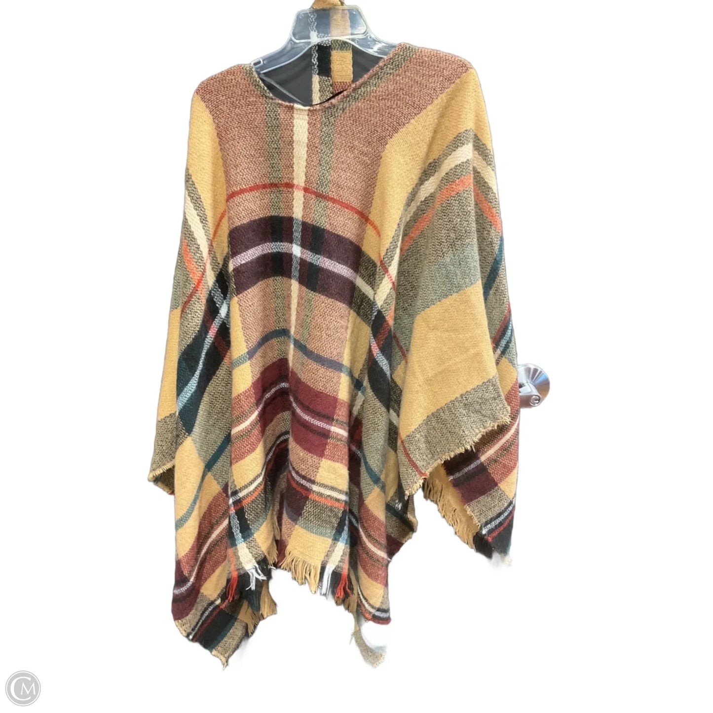 Poncho By Clothes Mentor In Plaid Pattern, Size: Osfm