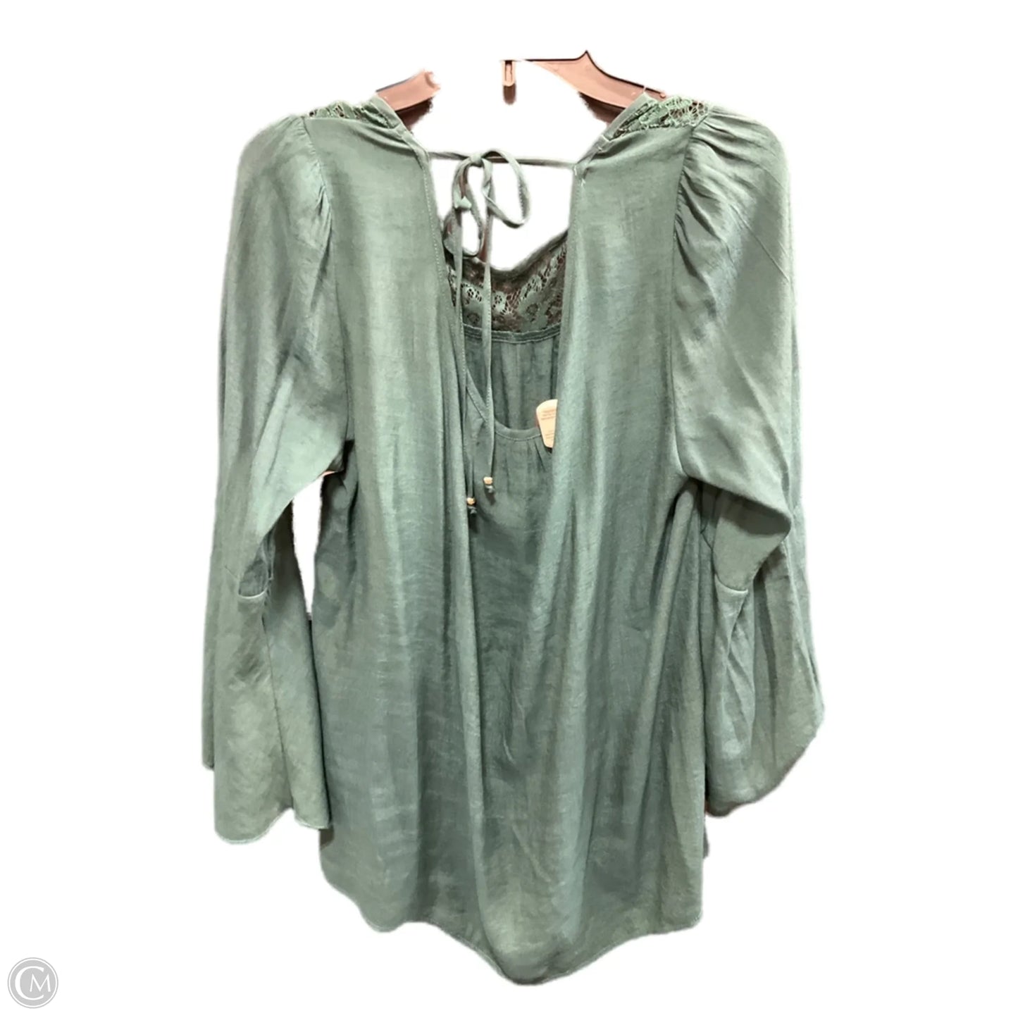 Top Long Sleeve By Unique Spectrum In Green, Size: 1x