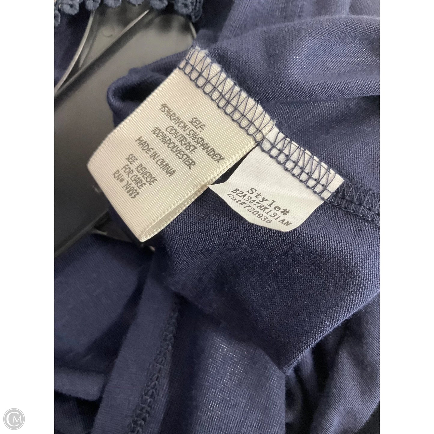 Top Short Sleeve By Adiva In Navy, Size: M