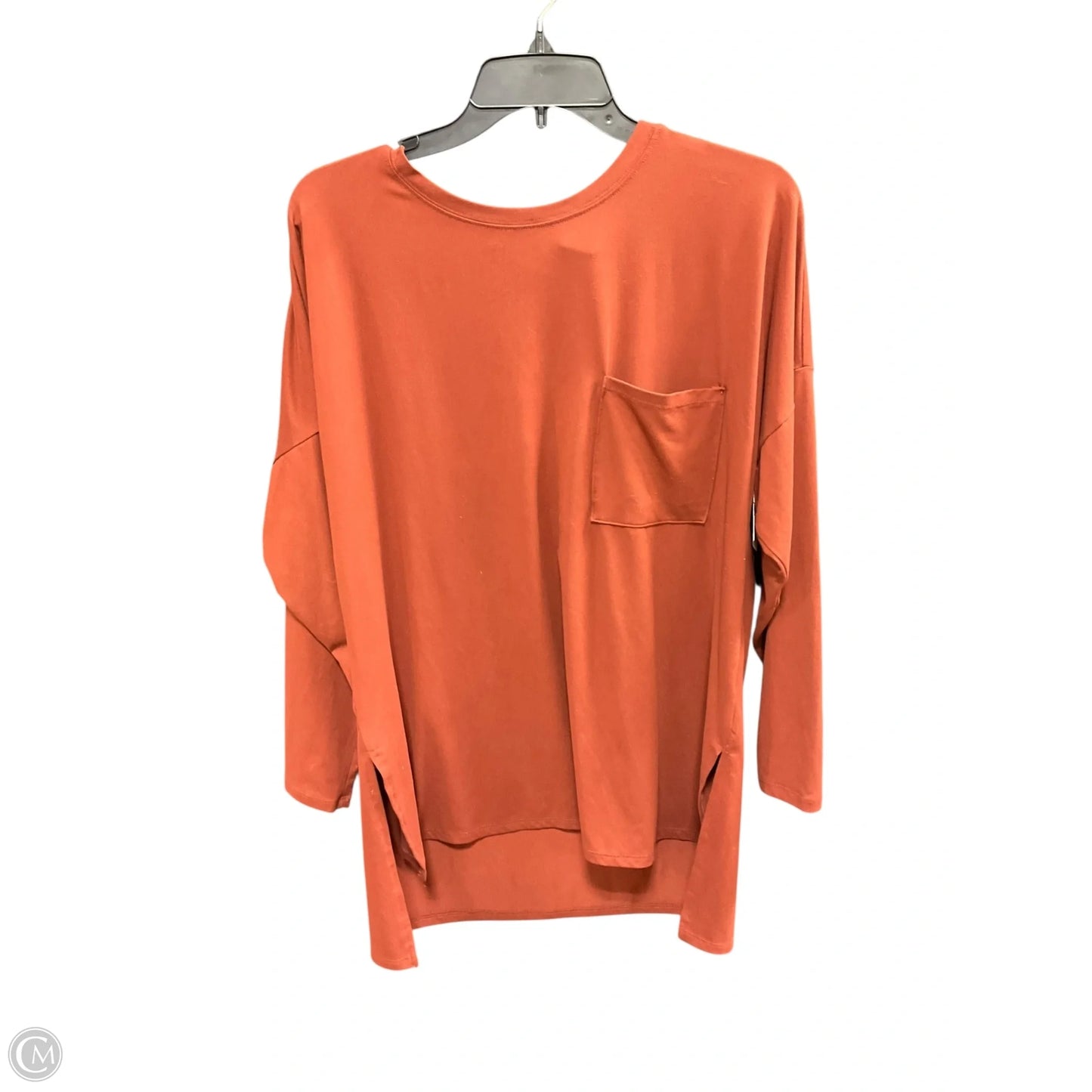 Top Long Sleeve Basic By Zenana Outfitters In Orange, Size: M