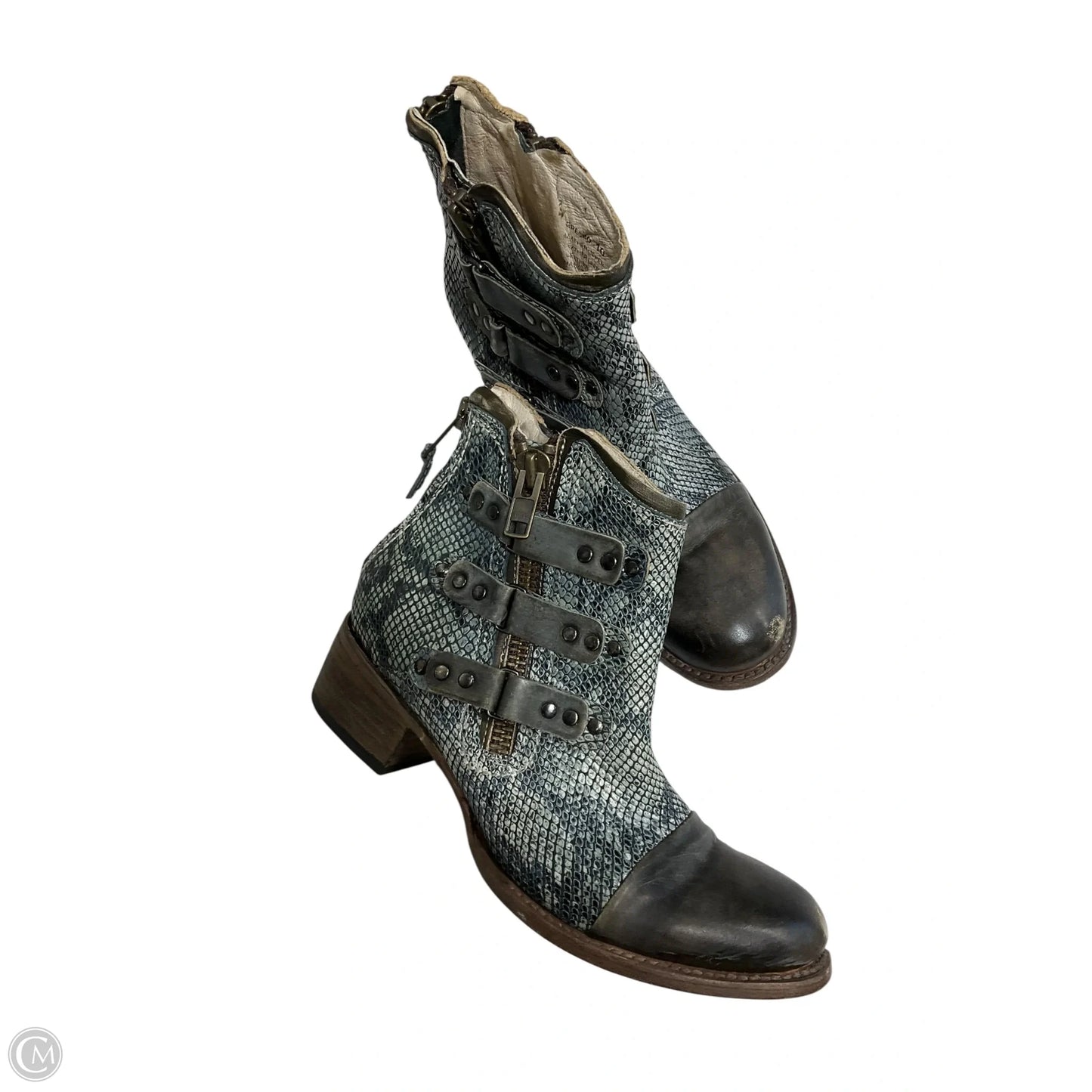 Boots Ankle Heels By Freebird In Snakeskin Print, Size: 10